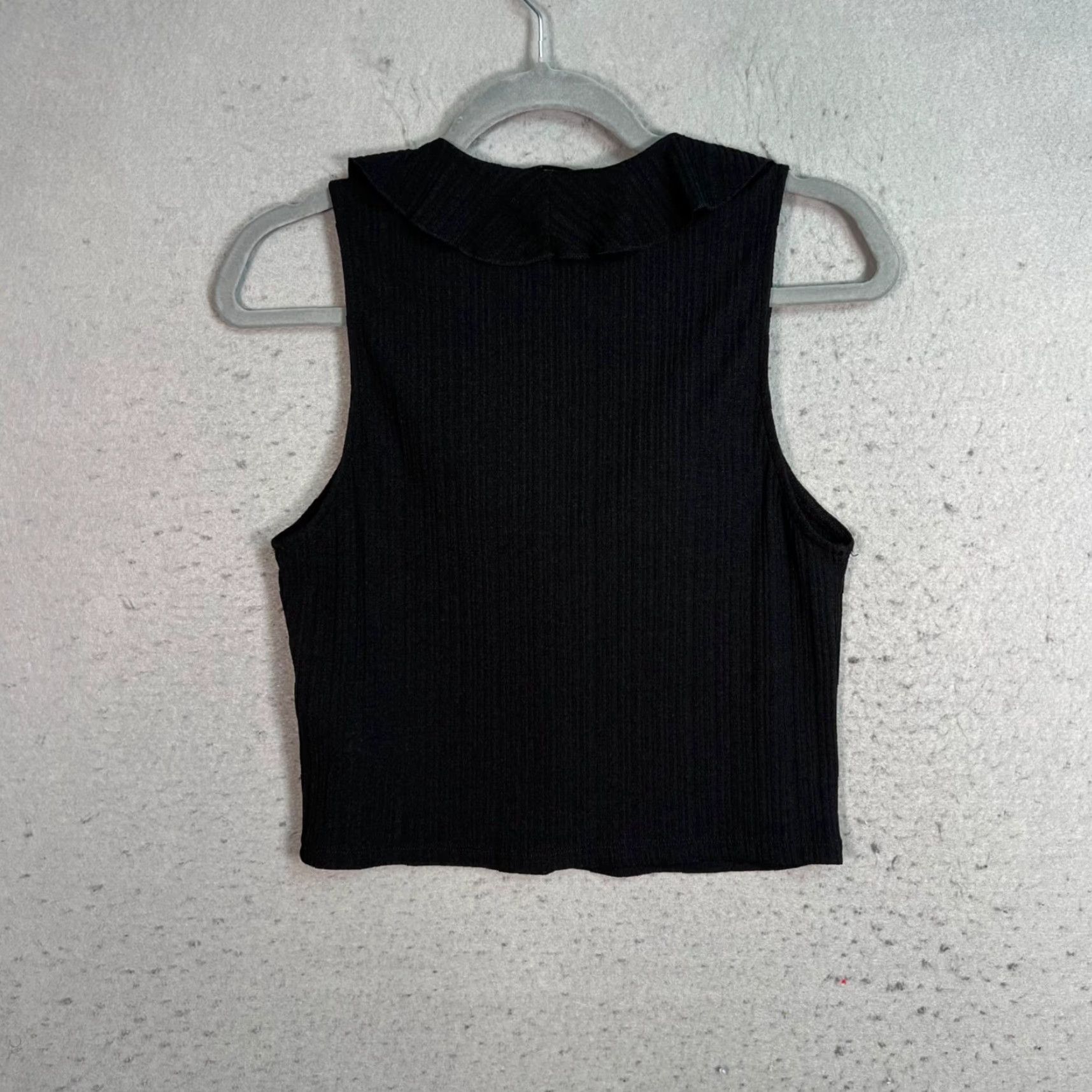 Zara Zara Black Ruffle Ribbed Sleeveless Top Womens Size Small Size S / US 4 / IT 40 - 2 Thumbnail