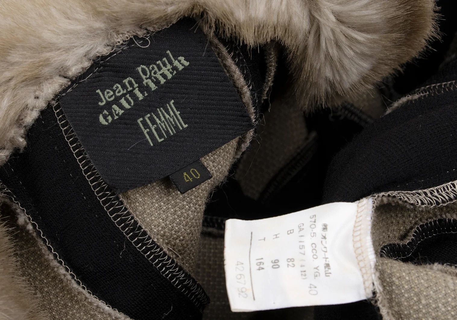 Jean Paul Gaultier Fur Striped Double Zip Coat in Beige and Black Size US XXL / EU 58 / 5 - 14 Thumbnail