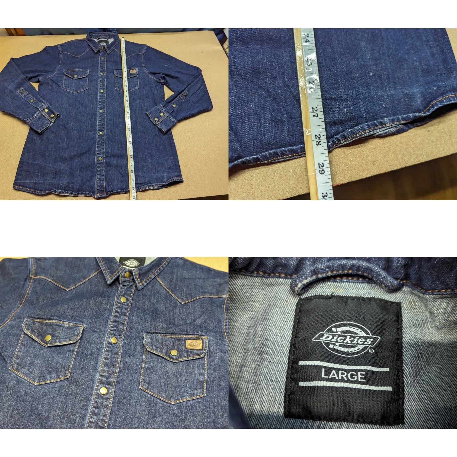 Dickies Dickies Denim Jacket Mens Large Dark Wash Pockets Lightweight Trucker Buttons Jacket Vintage Dickies Mens Blue 90s Streetwear Mens Size US L / EU 52-54 / 3 - 8 Thumbnail