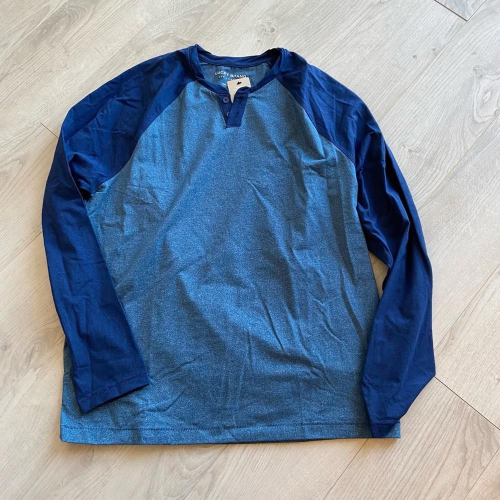 Lucky Brand Lucky Brand Two Toned Blue Soft Raglan Long Sleeve Shirt Size US L / EU 52-54 / 3 - 1 Thumbnail