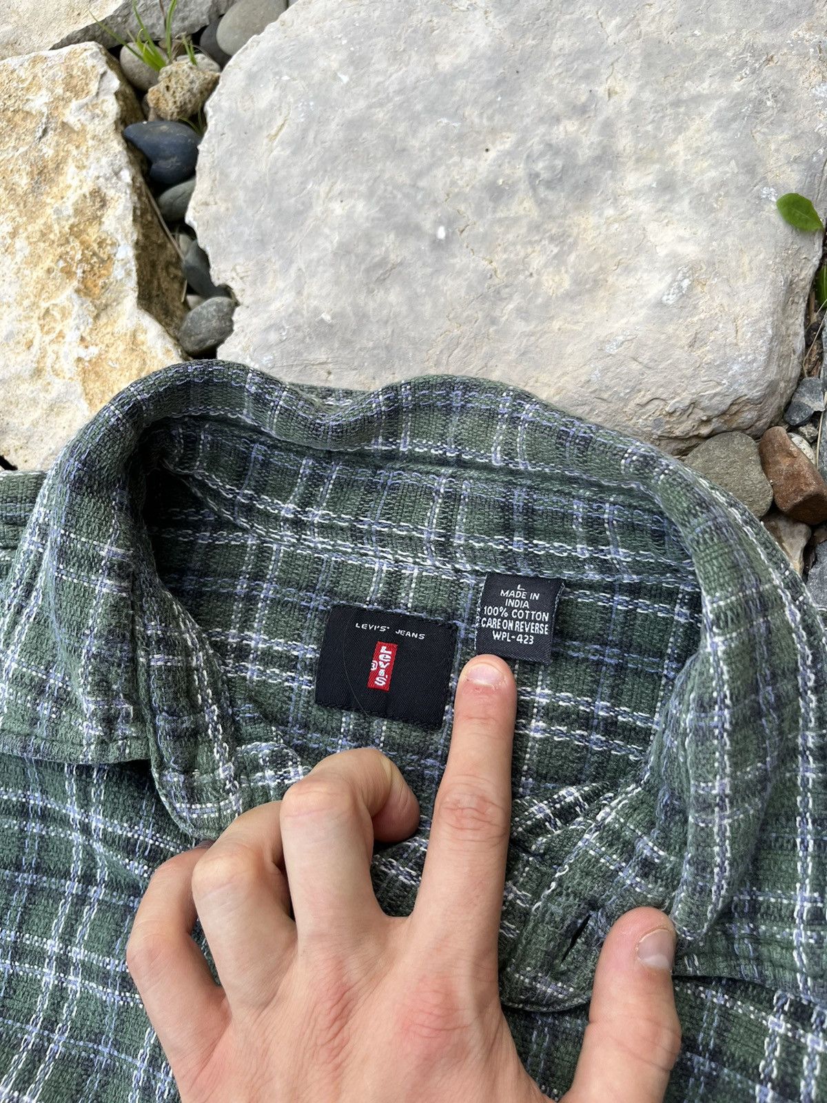 Levi's × Levi's Vintage Clothing × Vintage Vintage 90s Levi’s flannel plaid shirt knit checkered pocket Size US L / EU 52-54 / 3 - 14 Thumbnail
