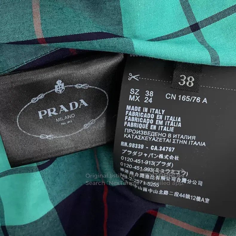 Prada Prada Color-blocked plaid cotton lapel single-breasted lon Size XS / US 0-2 / IT 36-38 - 8 Thumbnail