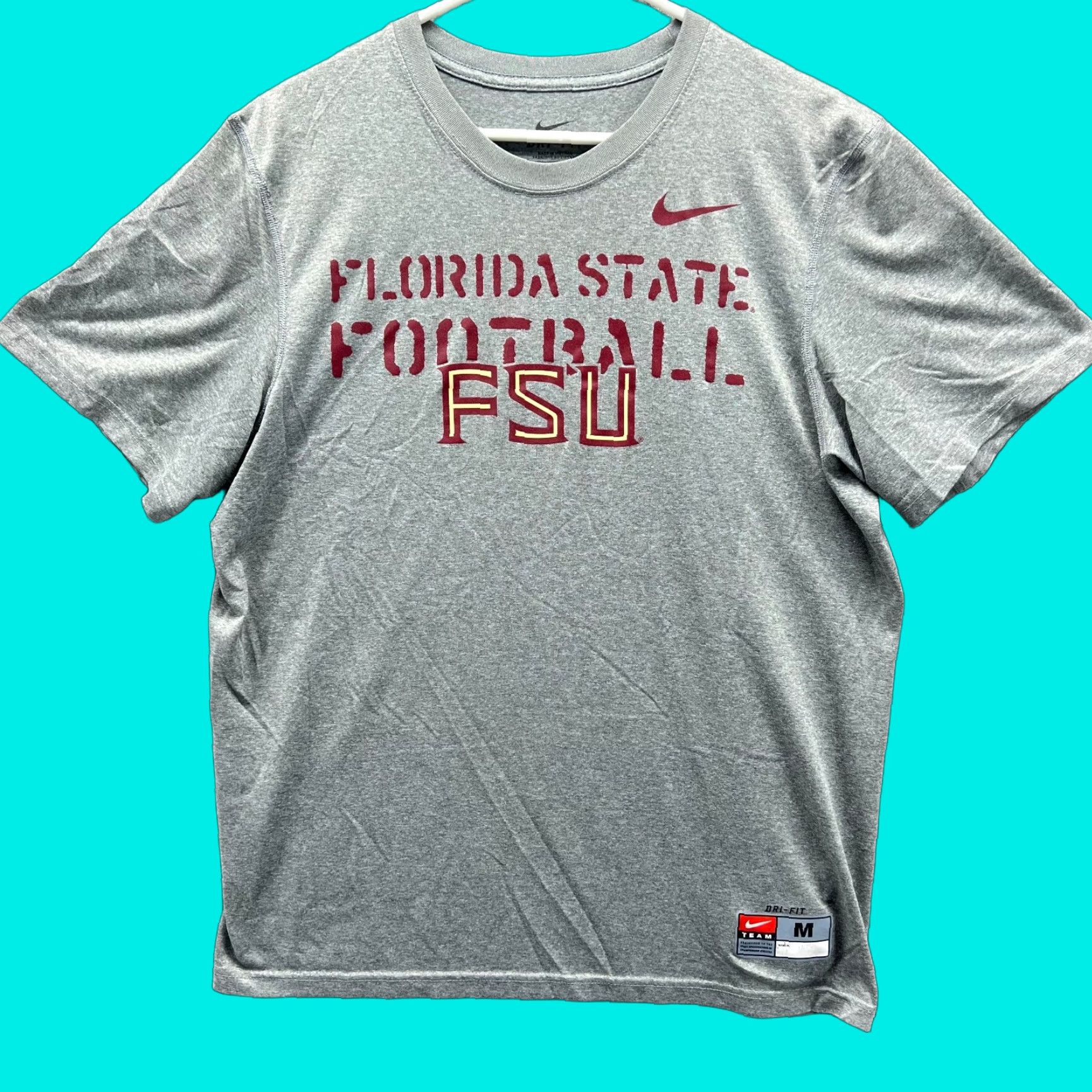Nike VINTAGE Nike Shirt Men Medium Gray Dri Fit Florida State University FSU Football Swoosh Size US M / EU 48-50 / 2 - 1 Thumbnail