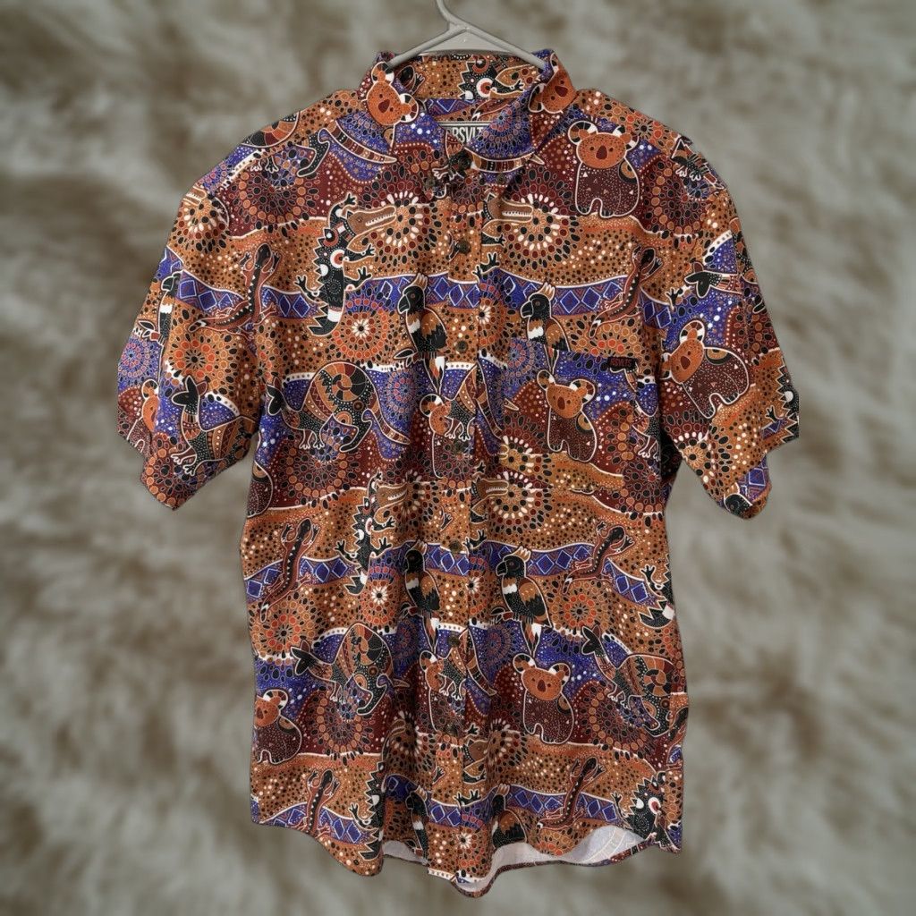 KangaROOS RSVLTS Mens Button-Down Shirt Orange Short Sleeve Hawaii USA Kangaroo Pattern Casual Size US M / EU 48-50 / 2 - 1 Thumbnail