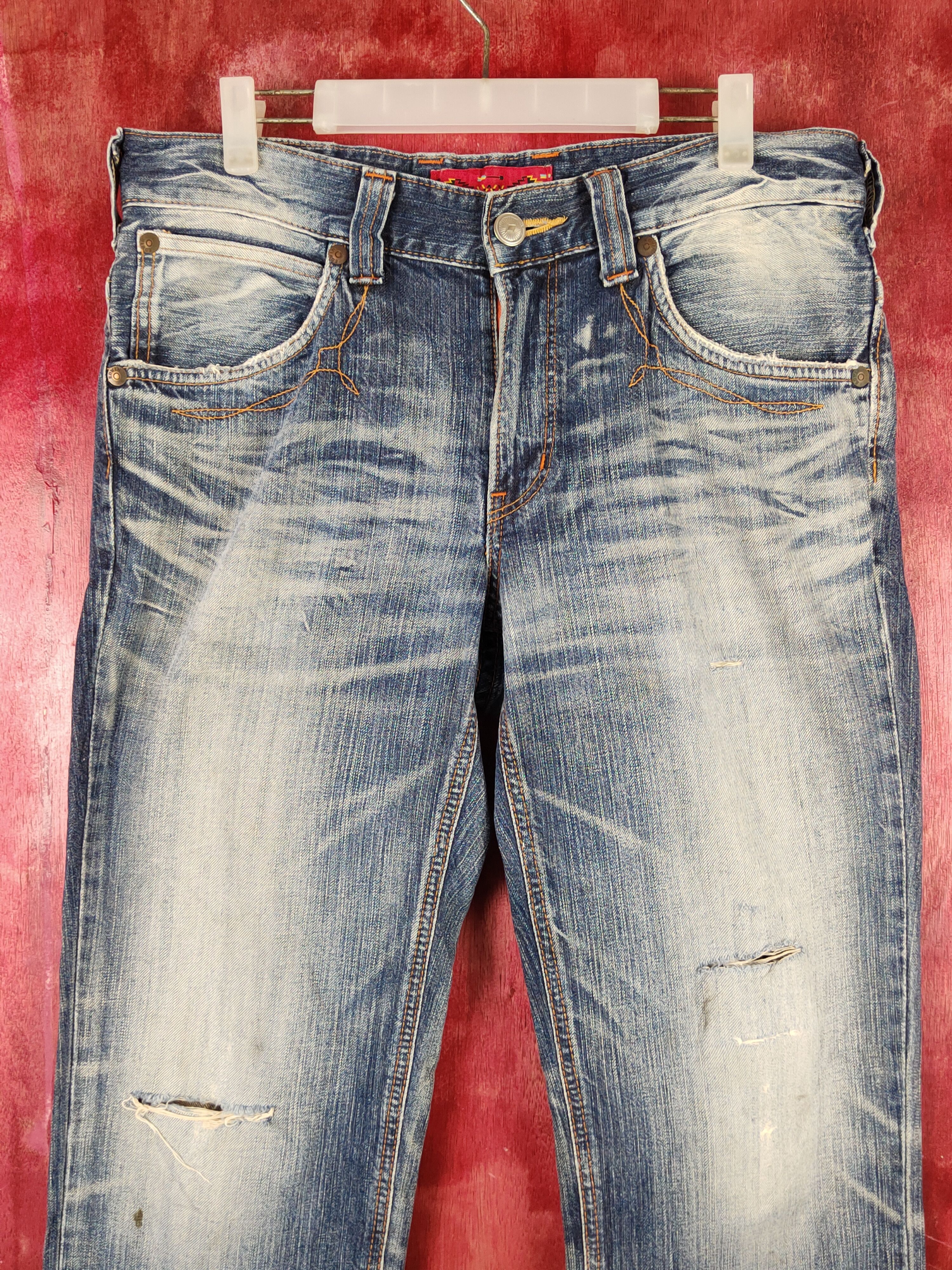 Edwin Edwin Dark Blue Distressed Ripped Jeans #S2204 Size US 32 / EU 48 - 2 Thumbnail