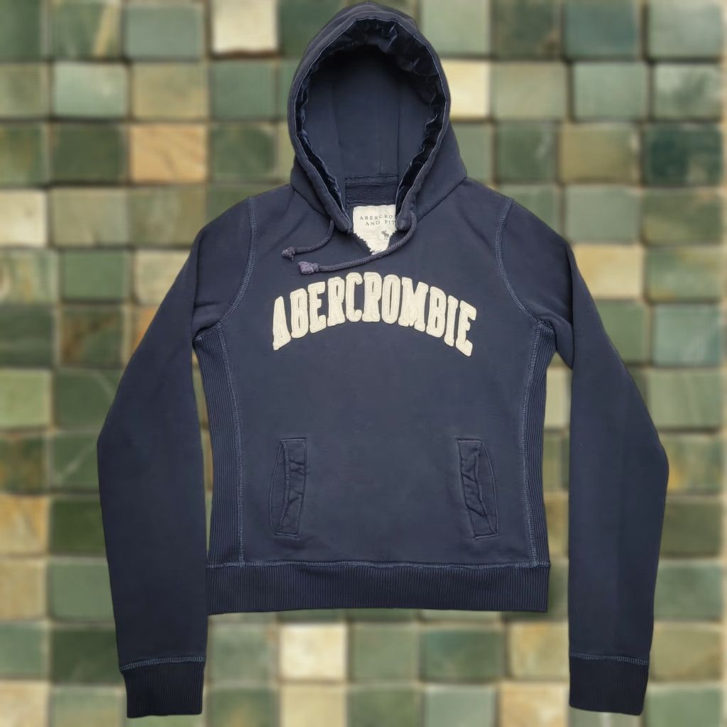 Abercrombie & Fitch VINTAGE Abercrombie & Fitch Hoodie Womens L Blue Cropped Hooded Sweatshirt Y2K Size L / US 10 / IT 46 - 1 Thumbnail
