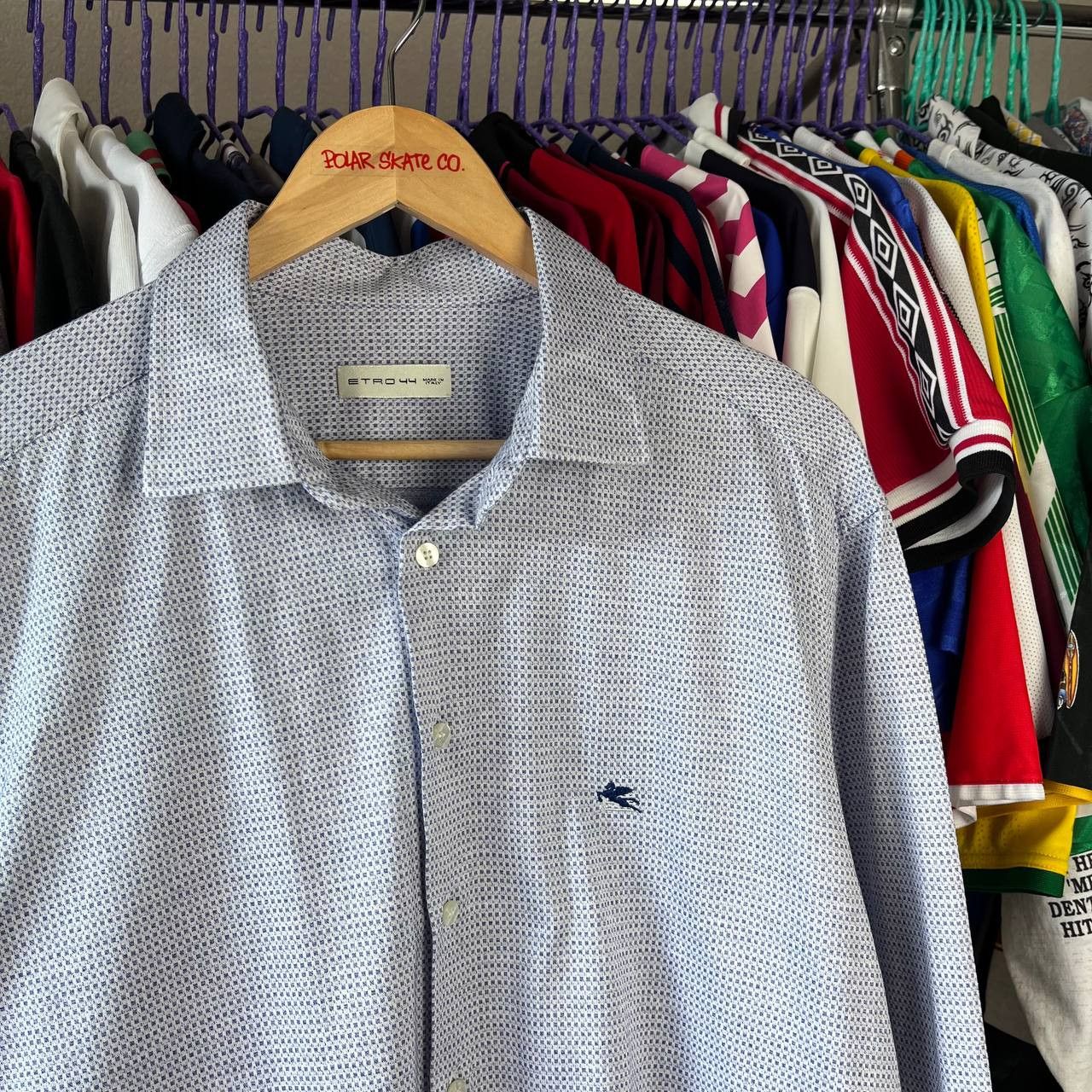 Etro Etro Casual Blue Button-Up Shirt Pegaso Made in Italy Milano Size US XXL / EU 58 / 5 - 3 Thumbnail