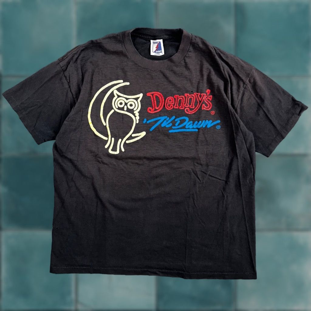 Vintage VINTAGE Denneys Til Dawn 90s VTG T Shirt Funny Owl Life Too Short Sleep Joke Text Faded Lightning Bolt Black Men L Crew Neck Short Sleeve Size US L / EU 52-54 / 3 - 1 Thumbnail