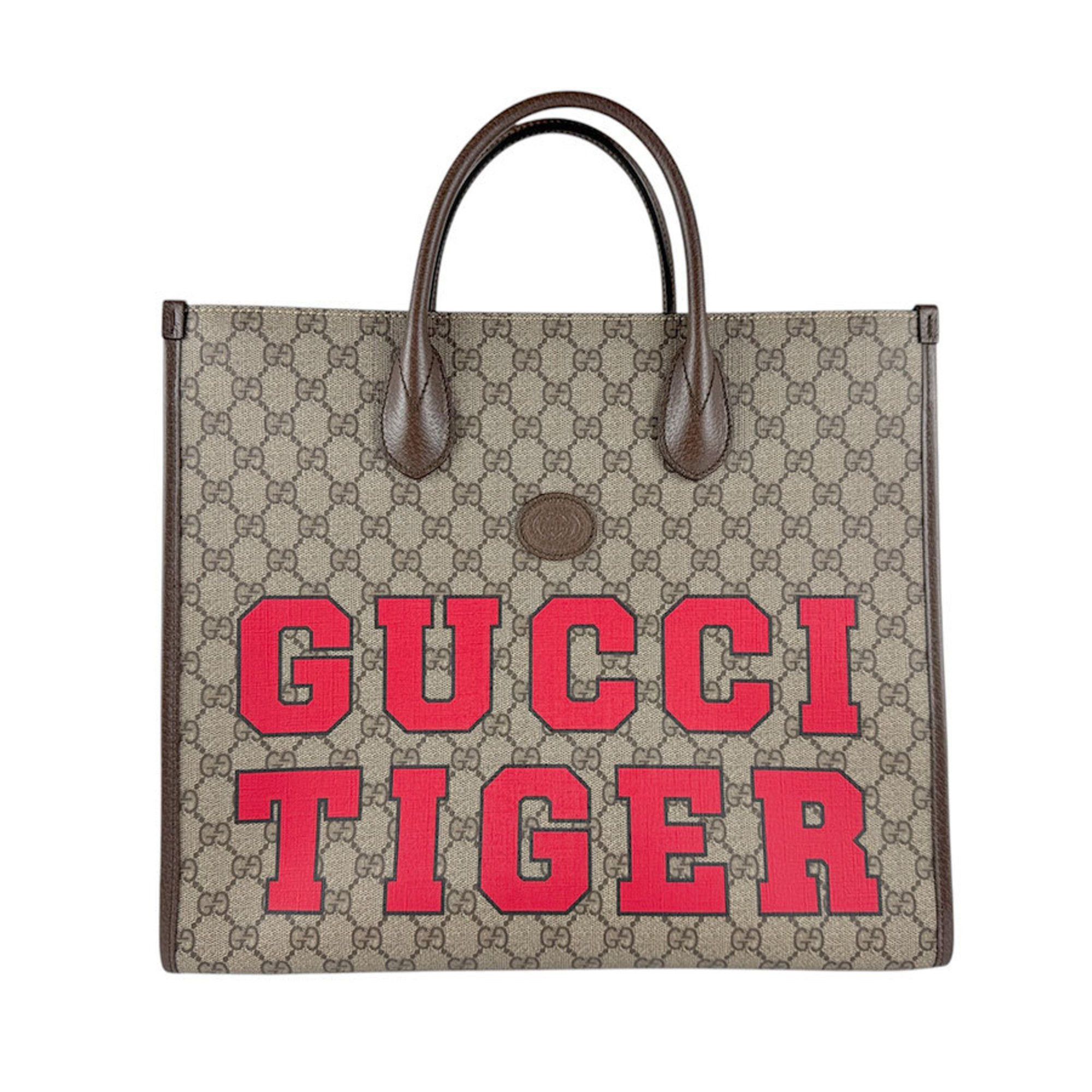 Gucci Handbag Shoulder Bag Tiger GG Medium Supreme Canvas Brown Red Men Women 687827 Z4800