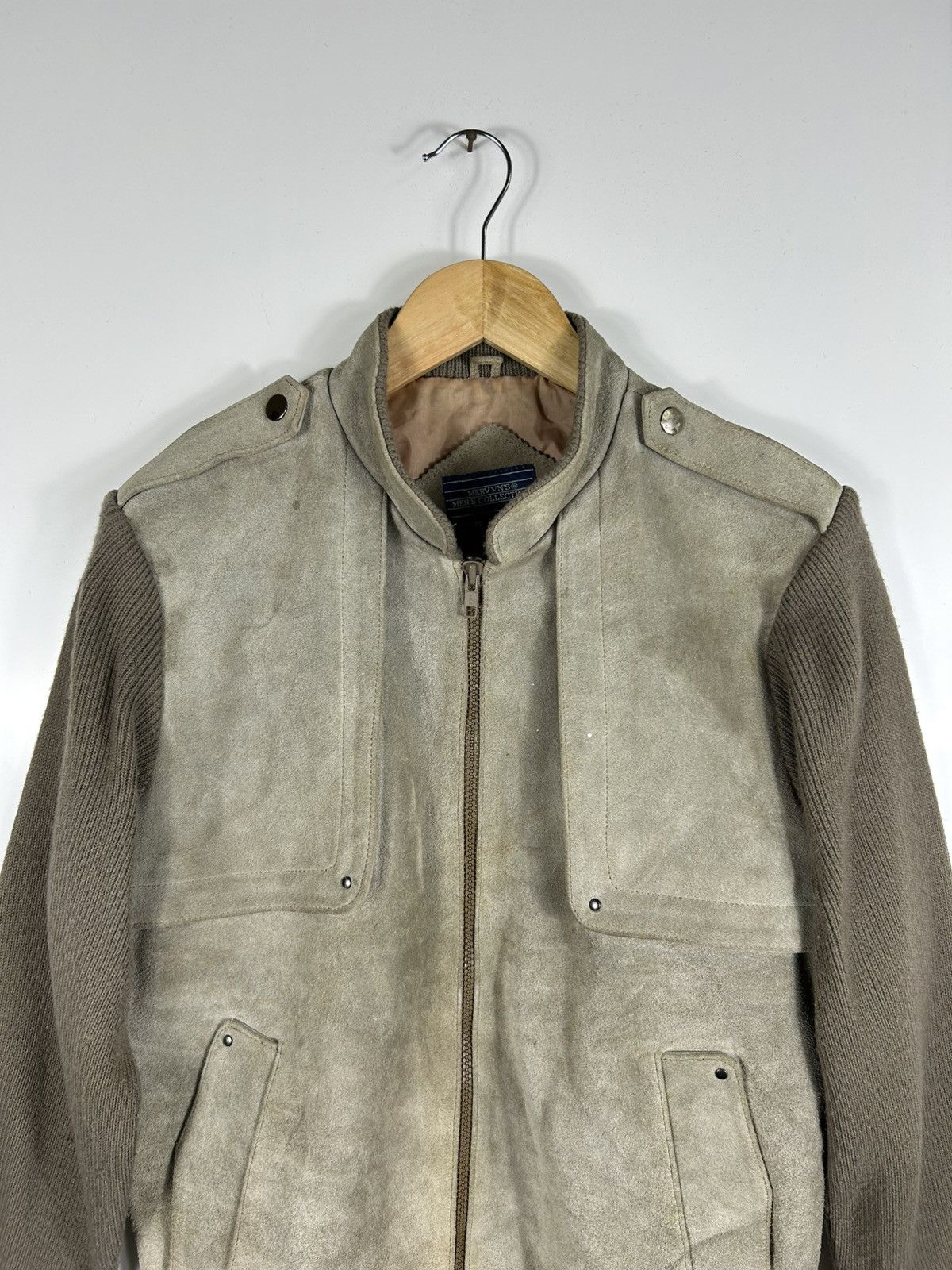 Japanese Brand ⚡️Vintage Mervyn’s Zipper Knit Sleeve Suede Leather Jacket Size US M / EU 48-50 / 2 - 4 Thumbnail