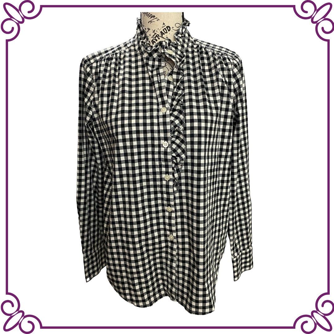 Ann Taylor Ann Taylor Black & White Gingham Button Up Blouse Size S / US 4 / IT 40 - 1 Thumbnail