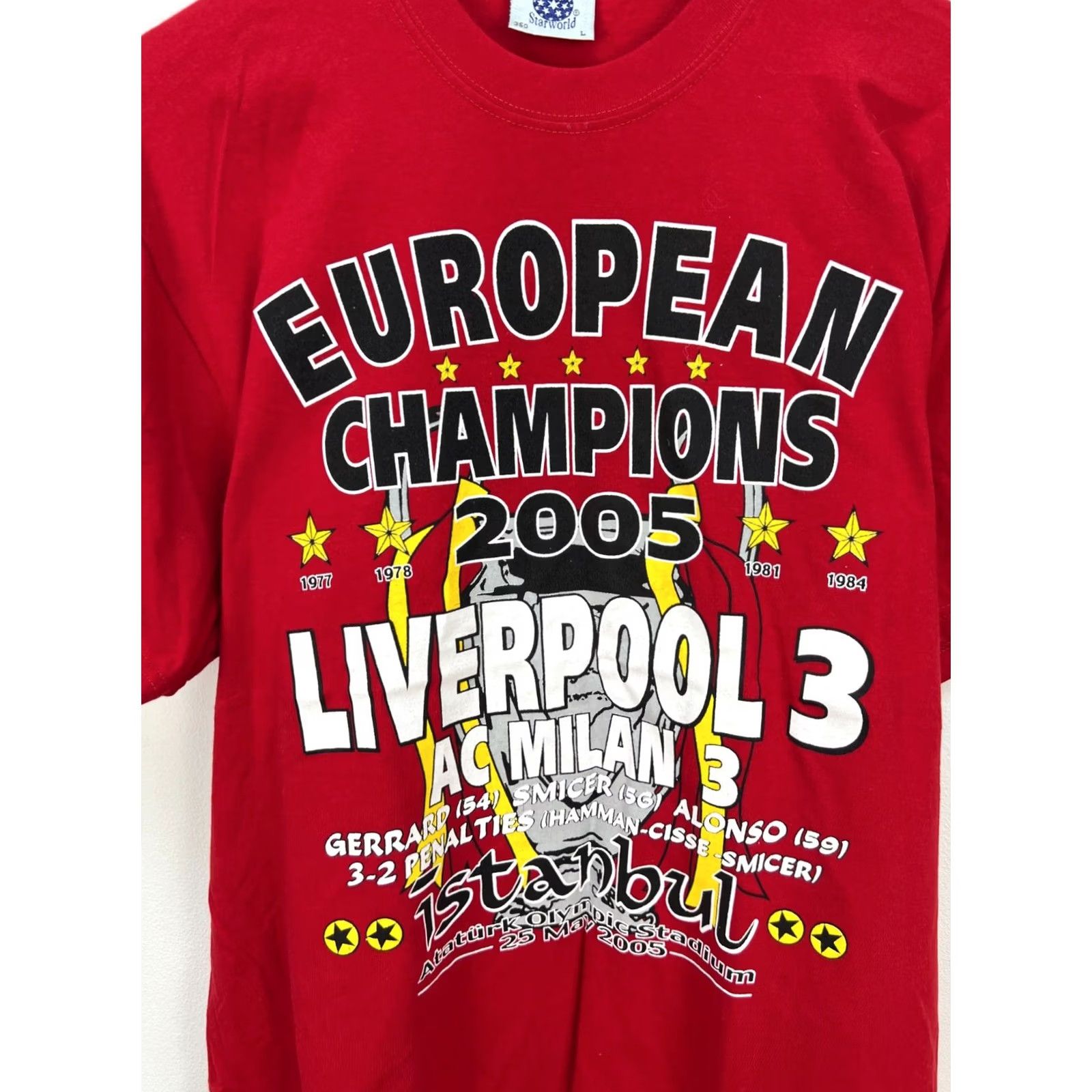 Champion Liverpool European Champions 2005 Fan Shirt Football Jersey Red L Mens T-Shirt Retro Starworld Size US L / EU 52-54 / 3 - 3 Thumbnail
