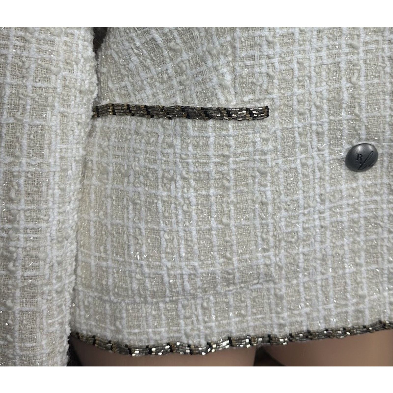 Rachel Zoe Womens Luxe Rachel Zoe Boucle Jacket with Beaded Trim RLZ 12 Size XL / US 12-14 / IT 48-50 - 8 Thumbnail