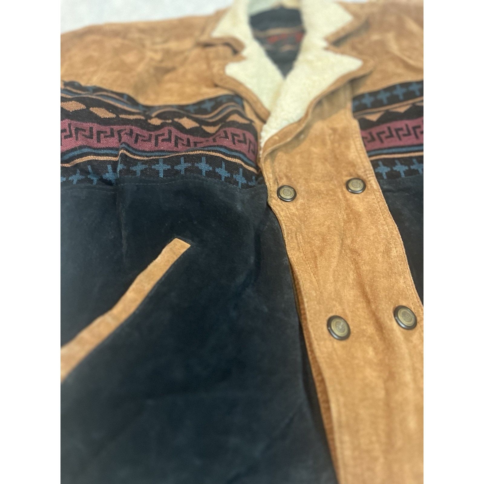 Other Vintage Leather Sherpa Lined Jacket Mens XL Western Aztec Size US XL / EU 56 / 4 - 6 Thumbnail