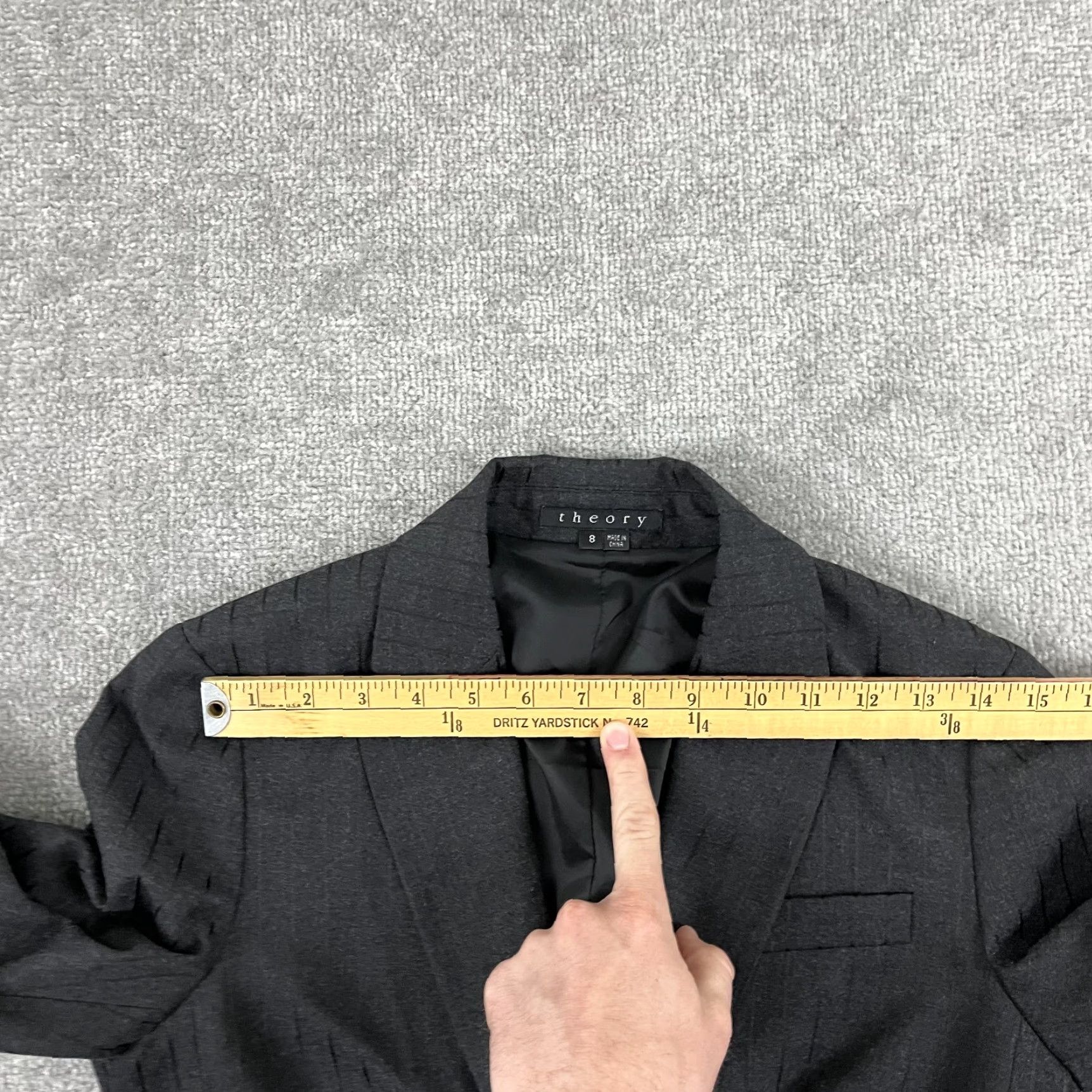 Theory Theory Nettie Blazer Women Size 8 Gray Striped Wool Blend 2-Button Office Jacket Size M / US 6-8 / IT 42-44 - 6 Thumbnail