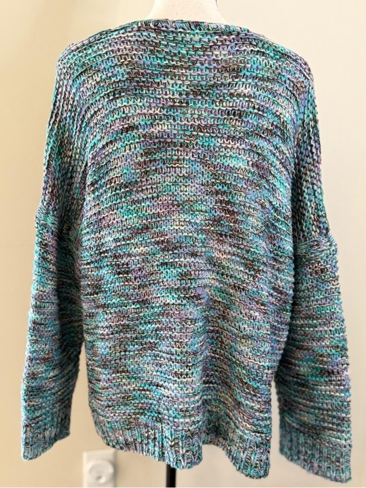 Eastland Easel chunky boho knit sweater lagenlook teal purple SZ M Size M / US 6-8 / IT 42-44 - 4 Thumbnail