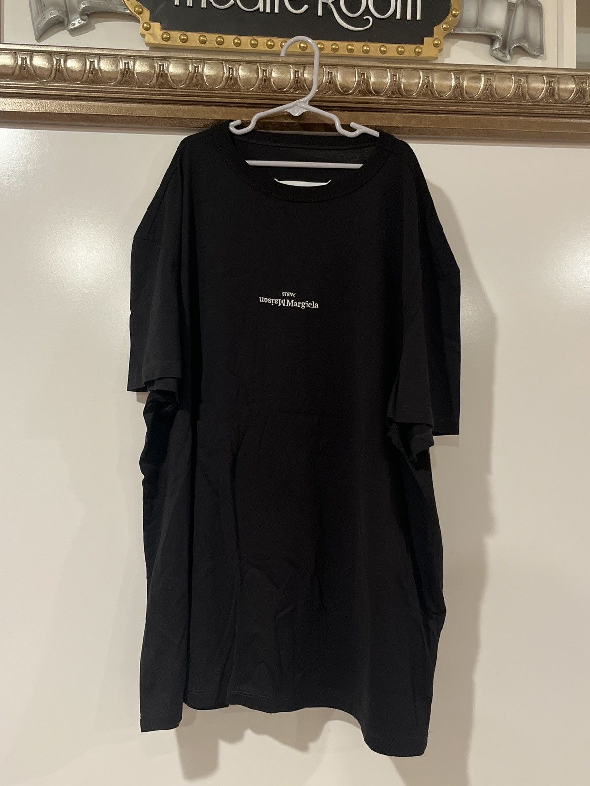 image of Maison Margiela W Tags Maison Margiella Upside Down Logo Tee in Black, Men's (Size Large)