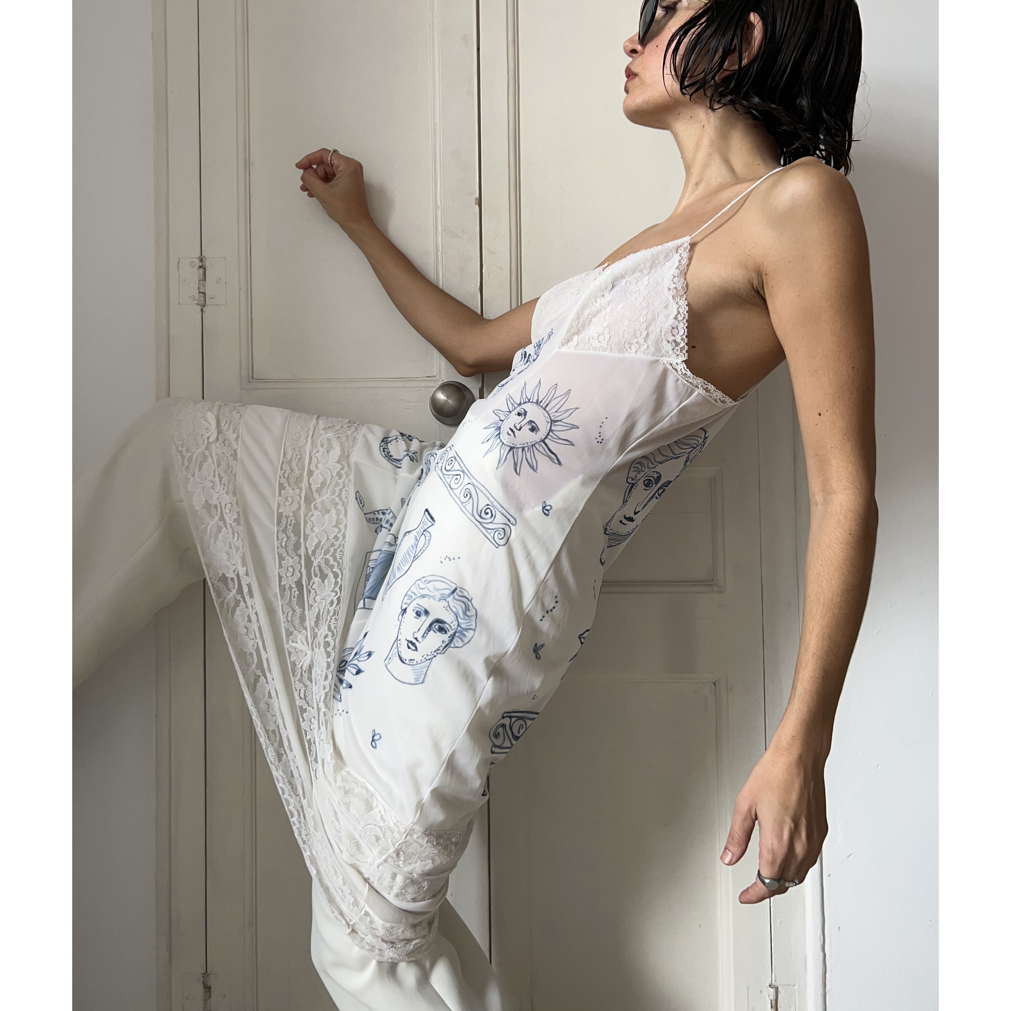 Custommade Vintage Hand-Painted Greek Slip Dress Size M / US 6-8 / IT 42-44 - 6 Thumbnail