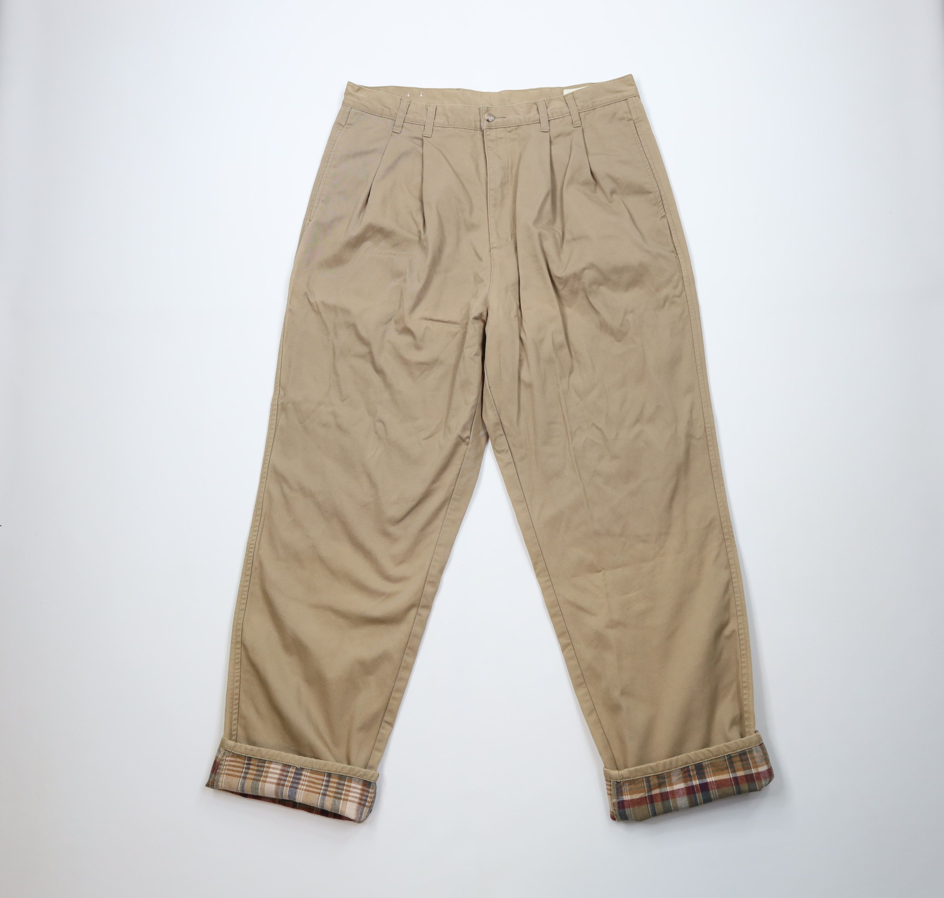 Eddie Bauer Vintage 90s Eddie Bauer Flannel Lined Wide Leg Chino Pants Size US 36 / EU 52 - 1 Thumbnail