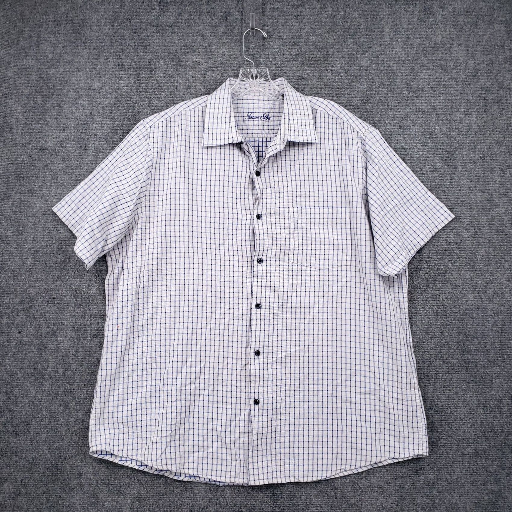 Tasso Elba Tasso Elba Shirt XL Blue Plaid Short Sleeve Button Up Extra Large Oxford Pocket Size US XL / EU 56 / 4 - 2 Thumbnail