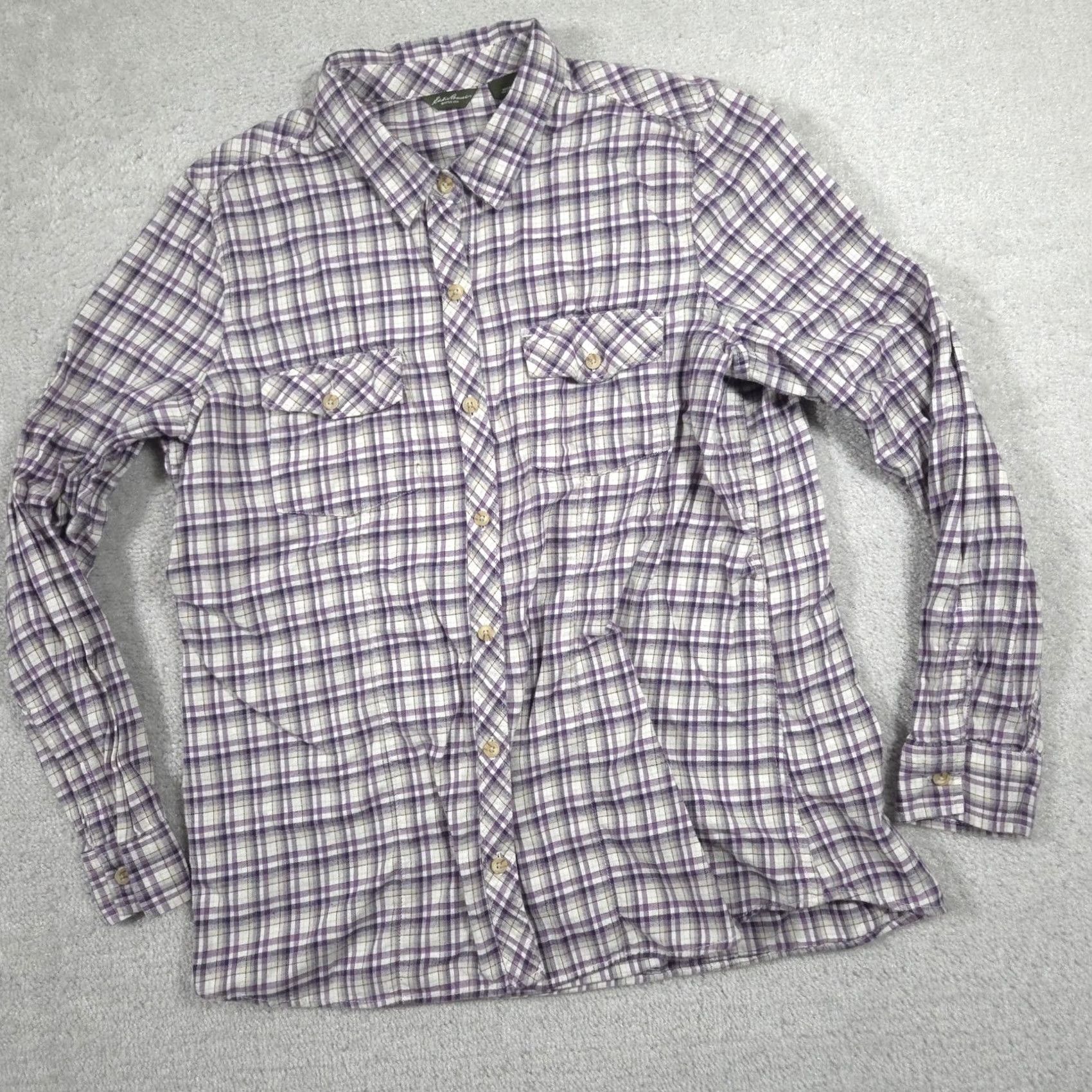 Eddie Bauer VINTAGE Eddie Bauer Shirt Womens XL Purple Plaid Button Front Long Sleeve Casual Outdoor Size XL / US 12-14 / IT 48-50 - 2 Thumbnail
