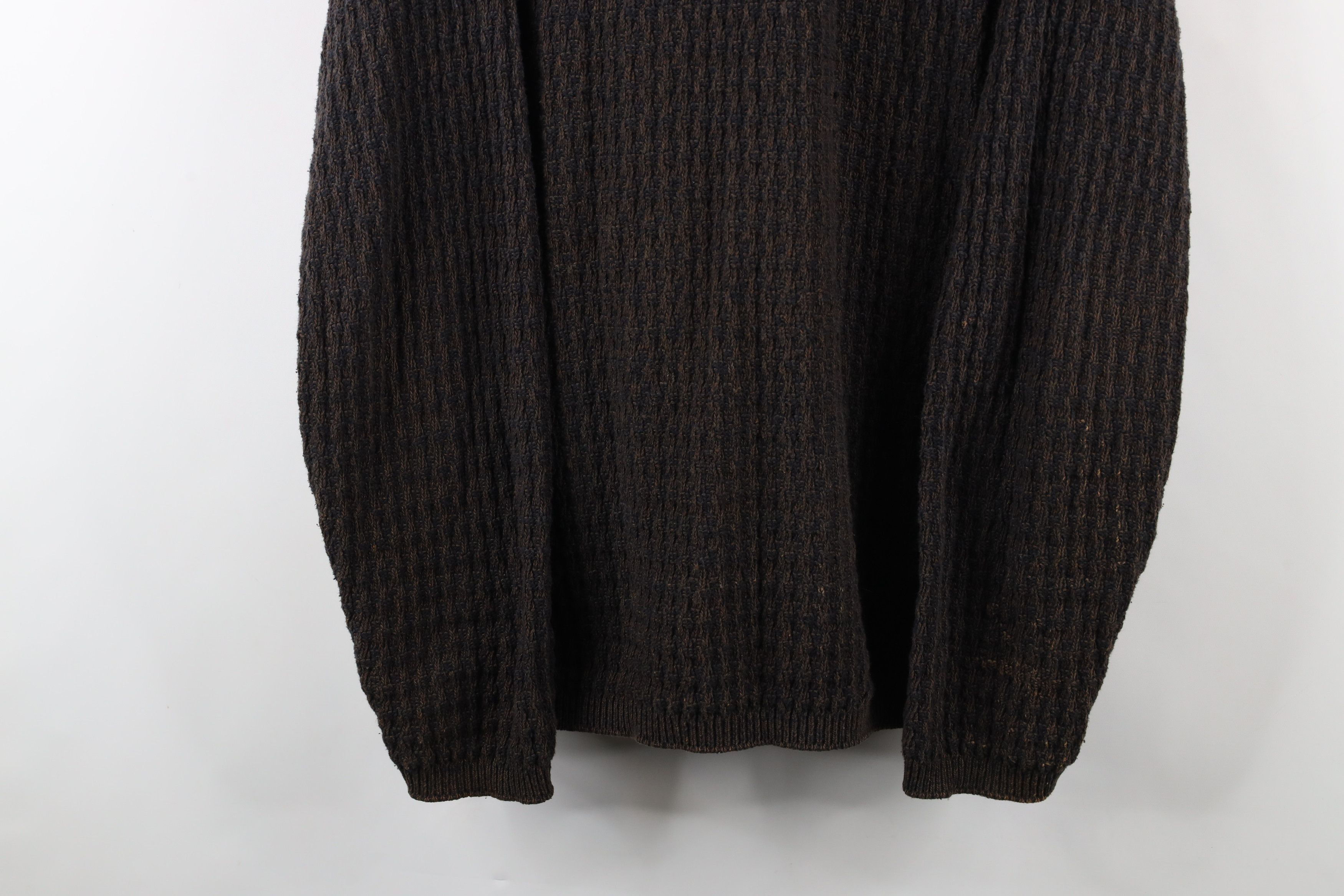 Vintage Vintage 90s Streetwear Framed Knit Henley Sweater Brown USA Size US L / EU 52-54 / 3 - 3 Thumbnail