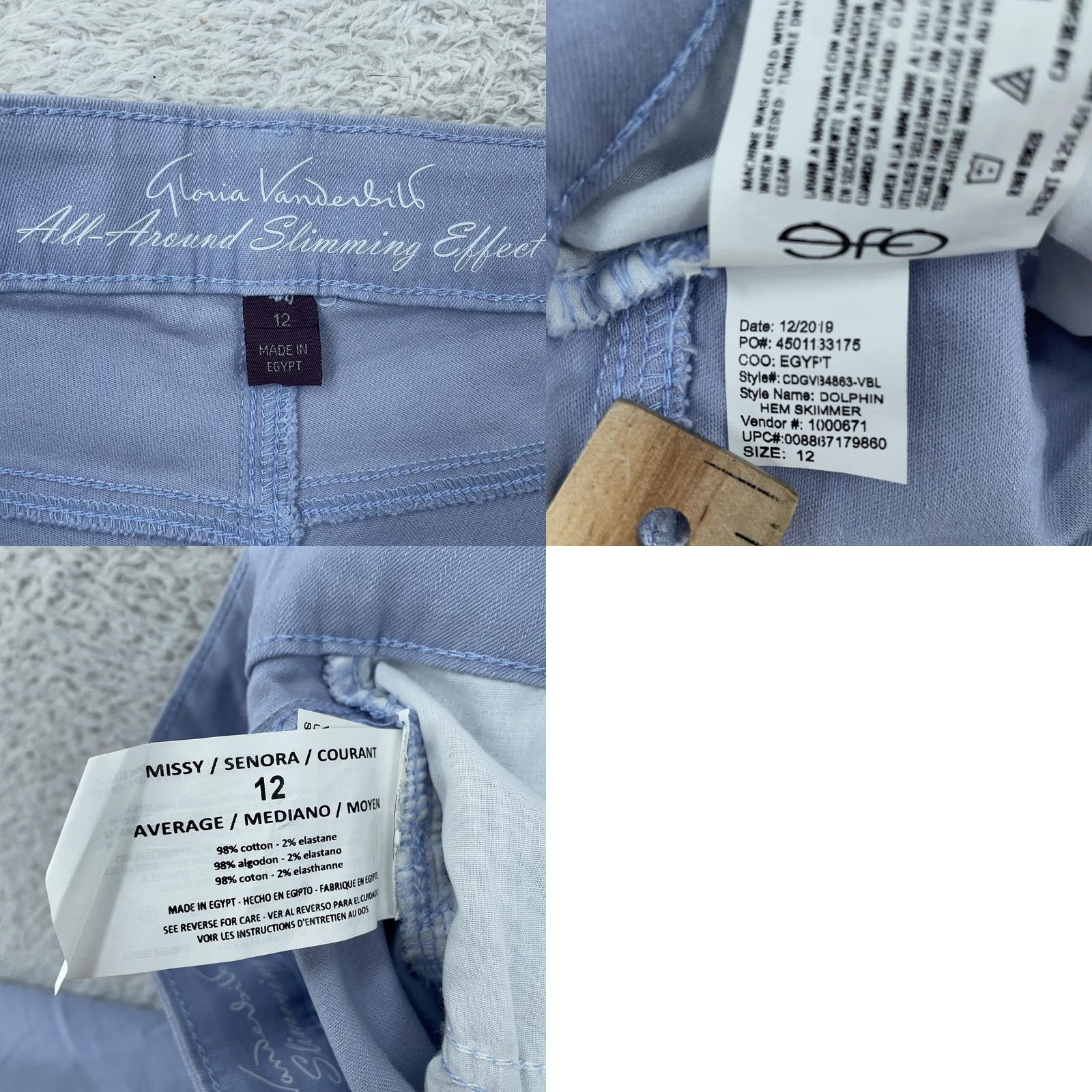 Gloria Vanderbilt Gloria Vanderbilt Womens Skimmer Shorts 12 Missy Purple Dolphin Hem Slimming Stretch Size 34" / US 12 / IT 48 - 9 Thumbnail