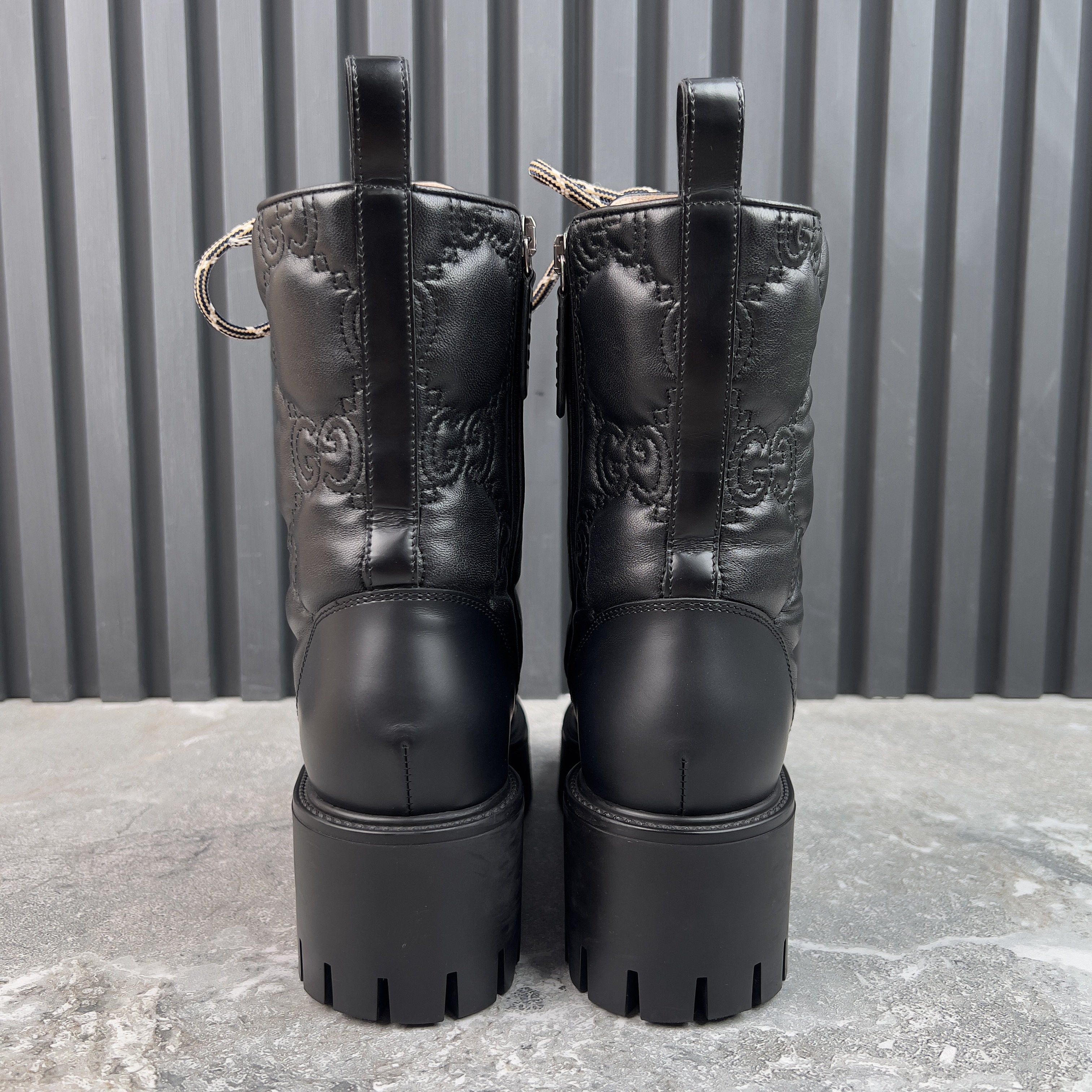 Gucci Cordovan Lux Nappa GG Matelasse Cap Toe Combat Boots Leather Size US 7.5 / IT 37.5 - 8 Thumbnail