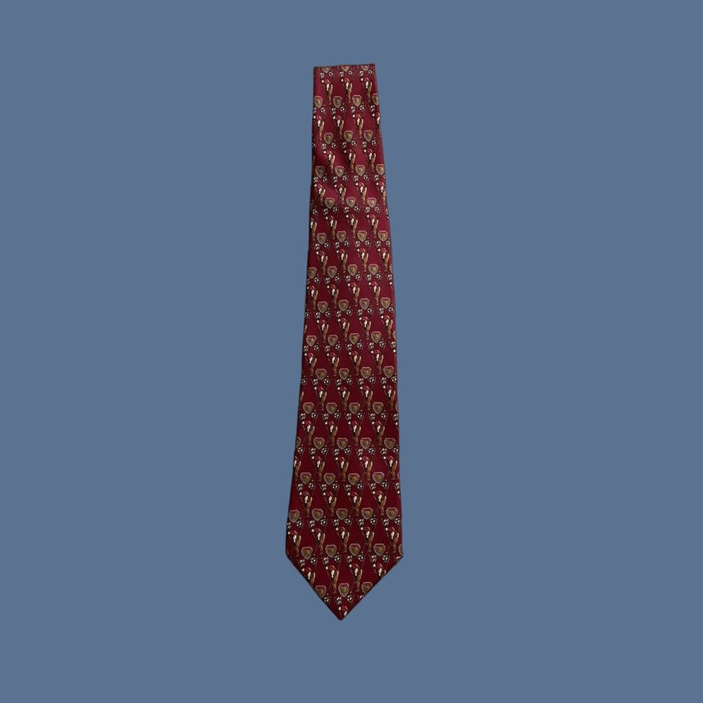 Salvatore Ferragamo VINTAGE Salvatore Ferragamo Golf Tie 100% Silk Red Geometric Logo Mens Tie 58" Long Classic 3-1/2" Wide Size ONE SIZE - 1 Thumbnail