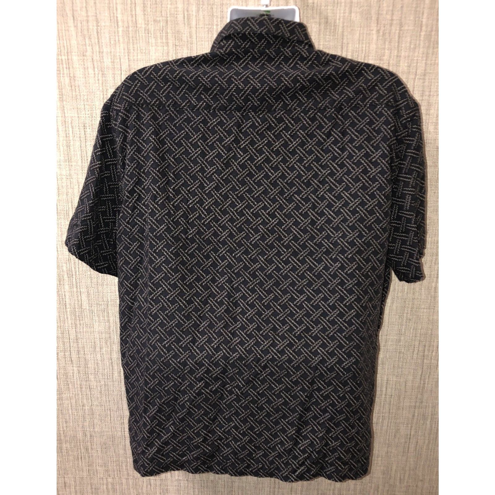 Nat Nast Nat Nast Mens Geometric Short Sleeve Button Front Shirt XL Silk/Cotton Black Size US XL / EU 56 / 4 - 4 Thumbnail
