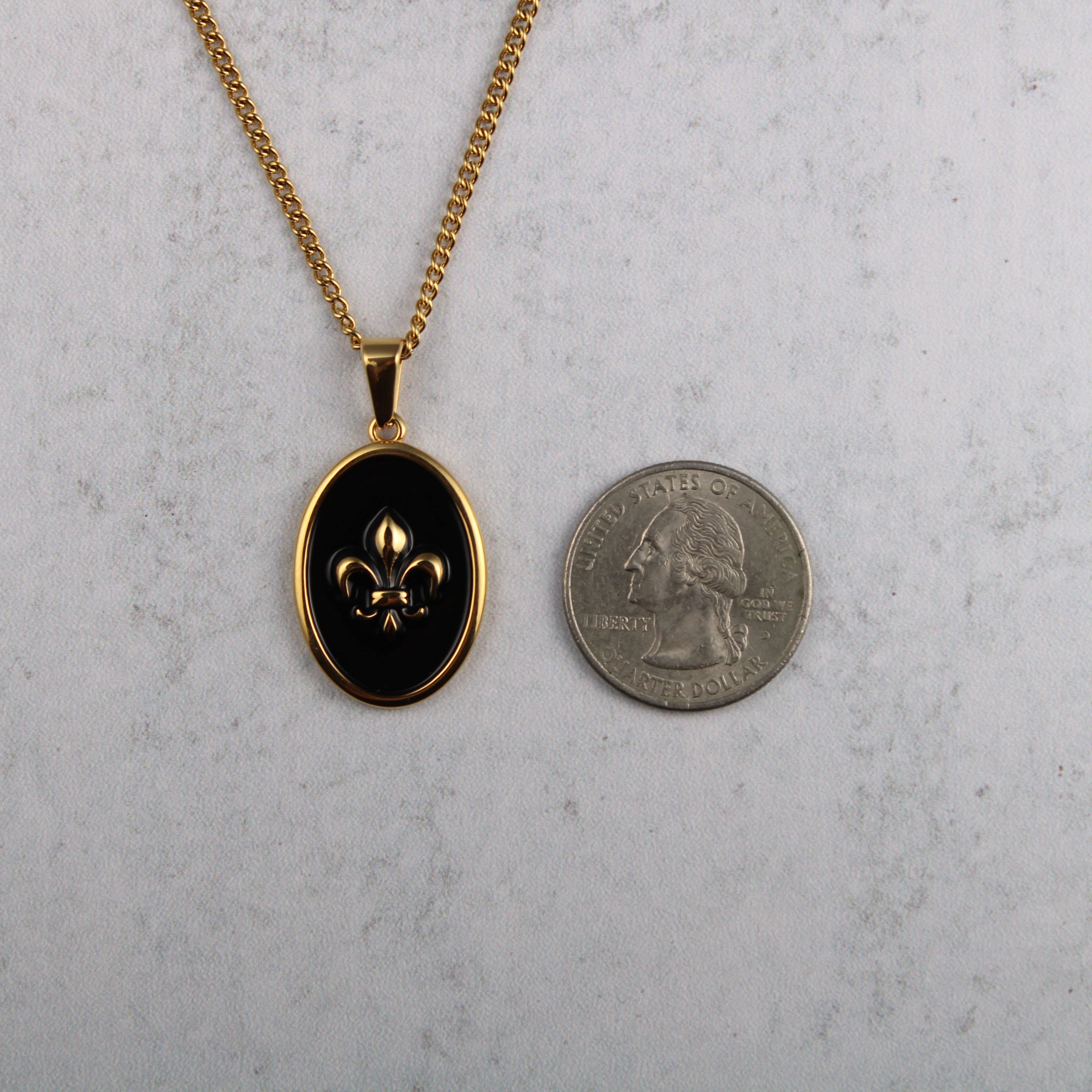Jewelry Gold Enamel Fleur De Lis Pendant Chain Necklace Size ONE SIZE - 6 Thumbnail