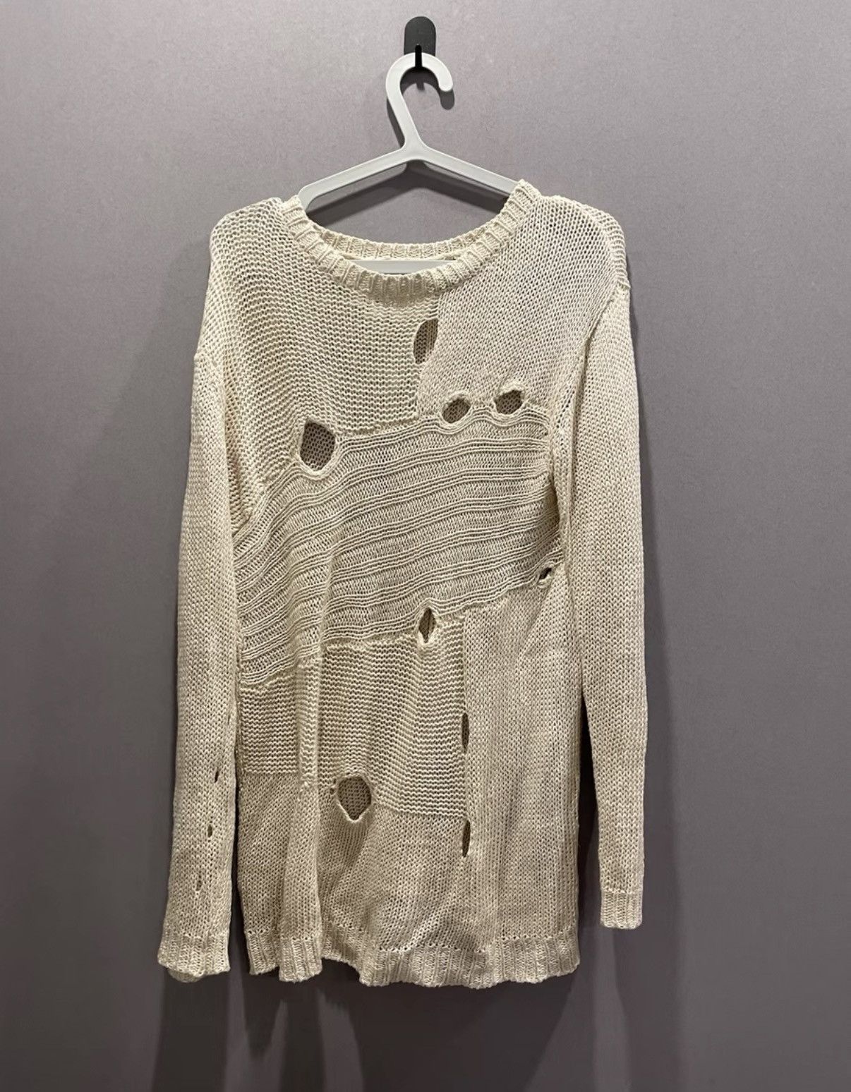 Diet Butcher Slim Skin Diet Butcher Slim Skim Cutout / Distressed Knit Long Sleeve Size US M / EU 48-50 / 2 - 1 Thumbnail