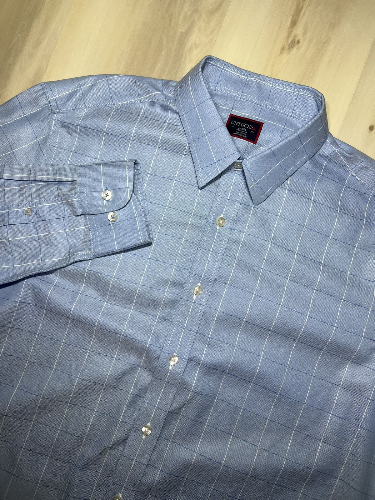 UNTUCKit UNTUCKit Blakeslee Wrinkle Free Men's Large Blue Plaid Size US L / EU 52-54 / 3 - 1 Thumbnail