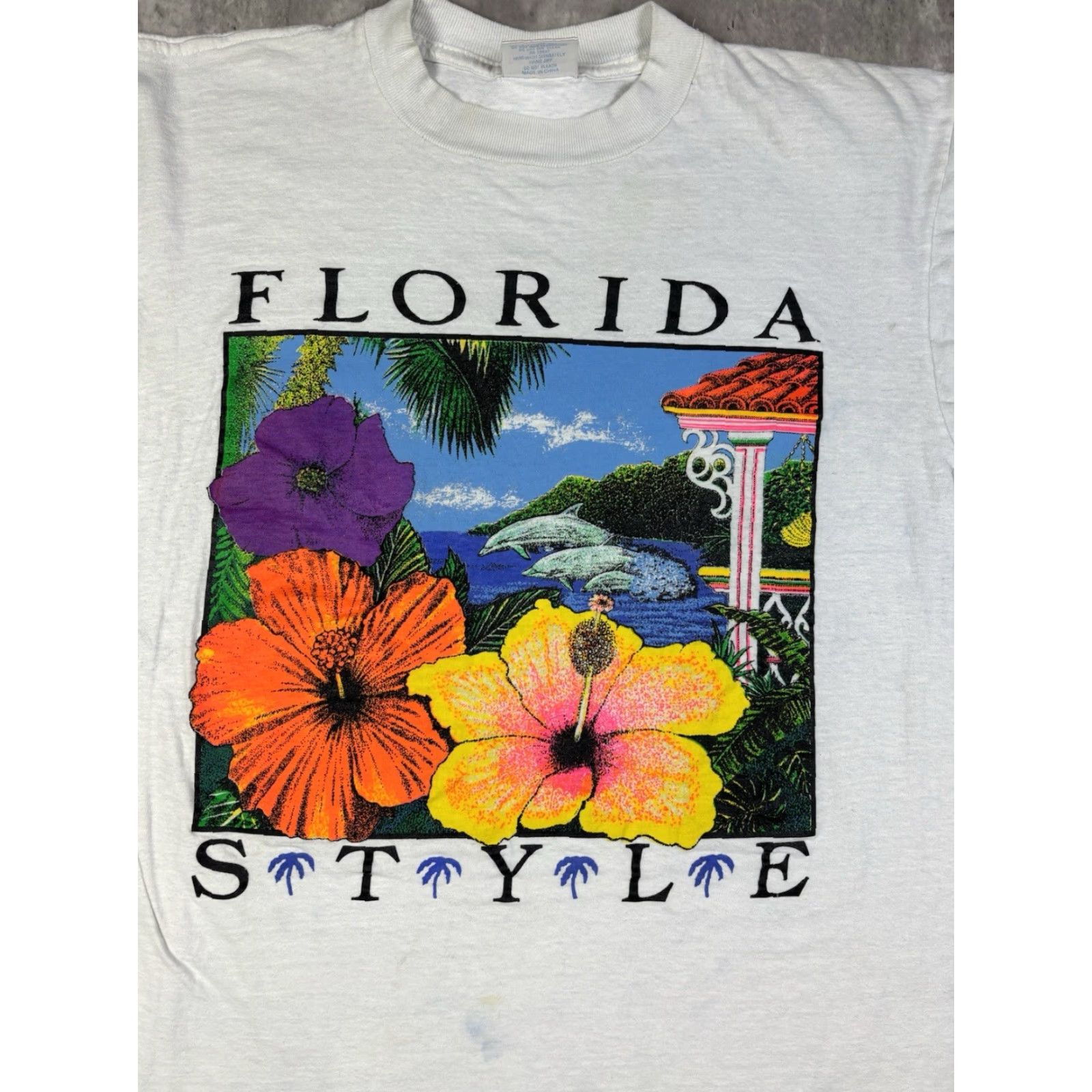 Vintage VINTAGE 90s Florida Beach T Shirt L White Cotton Graphic Print Crew Neck Short Sleeve Mens Size US L / EU 52-54 / 3 - 4 Thumbnail
