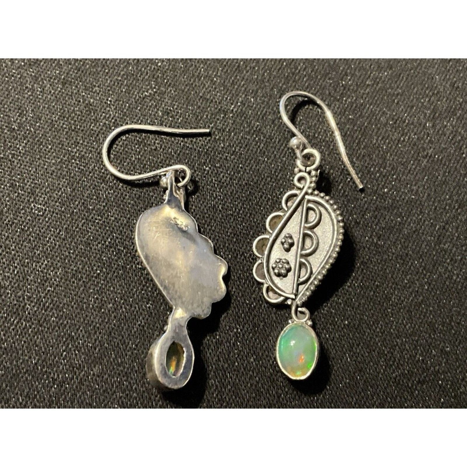 Other 925 Sterling Silver Opal Dangle Fish Hook Earrings Size ONE SIZE - 5 Thumbnail