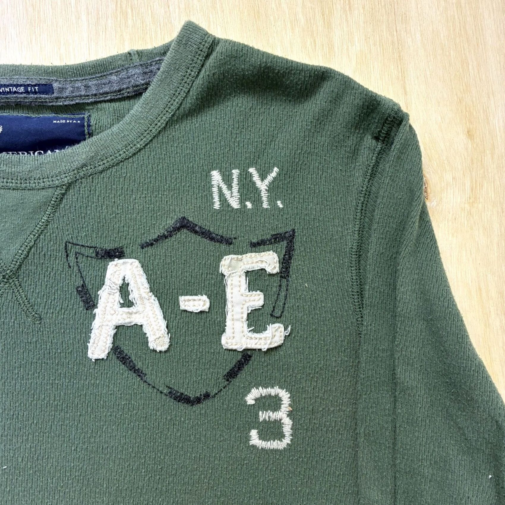 American Eagle Outfitters VINTAGE American Eagle Outfitters Thermal Long Sleeve Mens XL Green Pullover Crewneck Size US XL / EU 56 / 4 - 2 Thumbnail