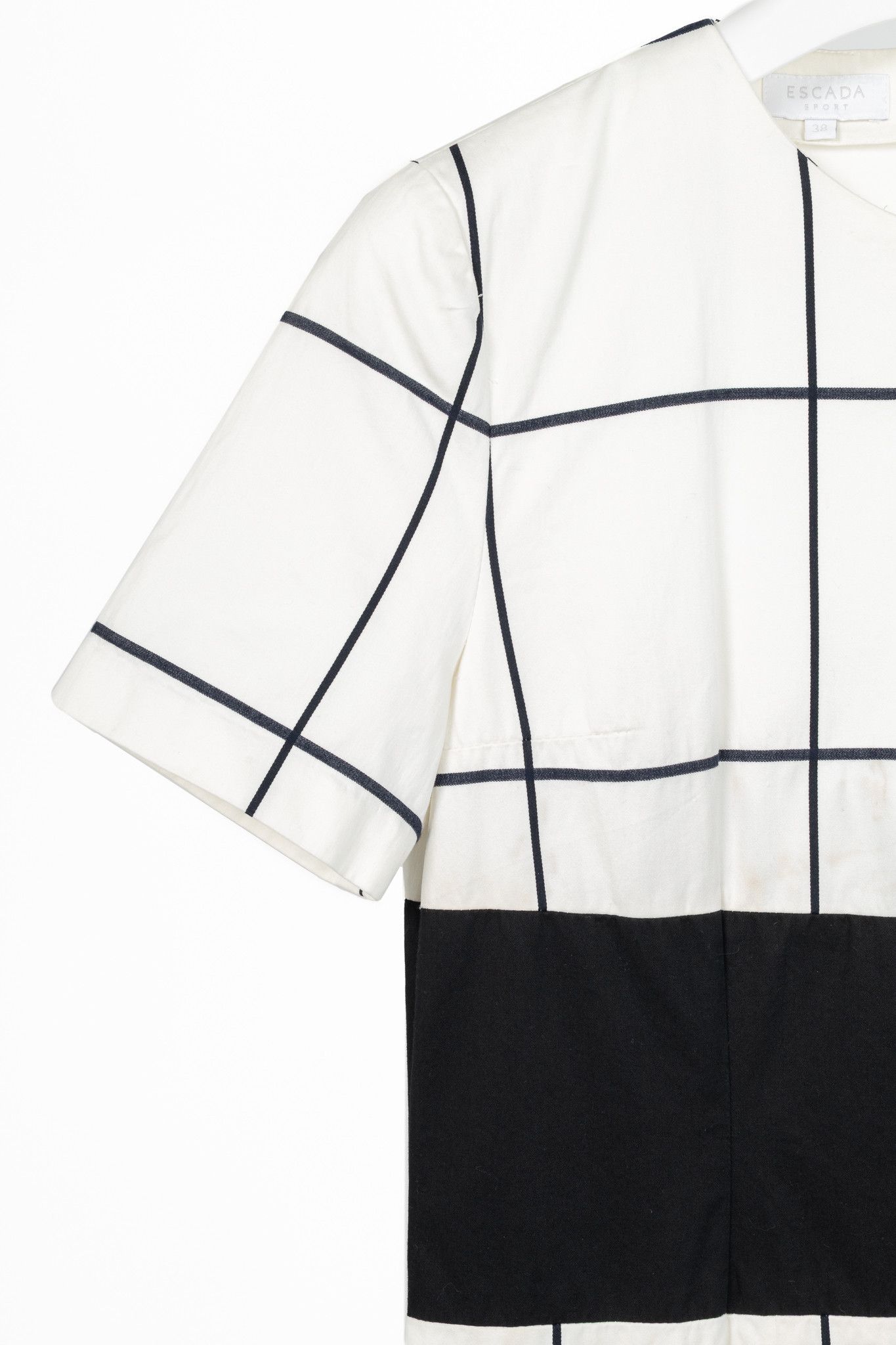 Escada Sport Escada Sport White Windowpane Cotton Flounce-Hem Dress Size M / US 6-8 / IT 42-44 - 5 Thumbnail