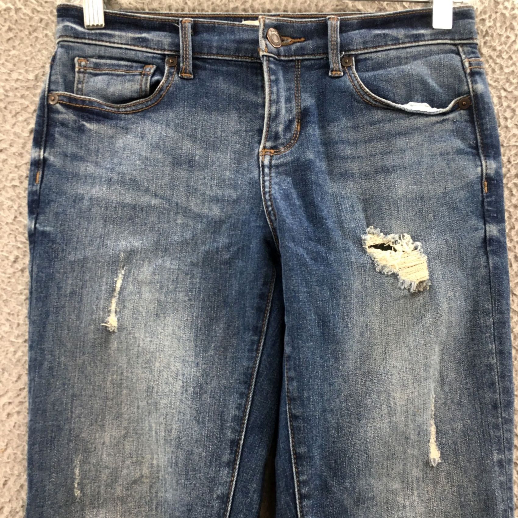 Banana Republic Banana Republic Jeans Womens 24 Straight Denim Blue Distressed 5-Pocket Regular Rise Low Inseam 30.5 inches XXs? Size 42" / US 20 - 2 Thumbnail