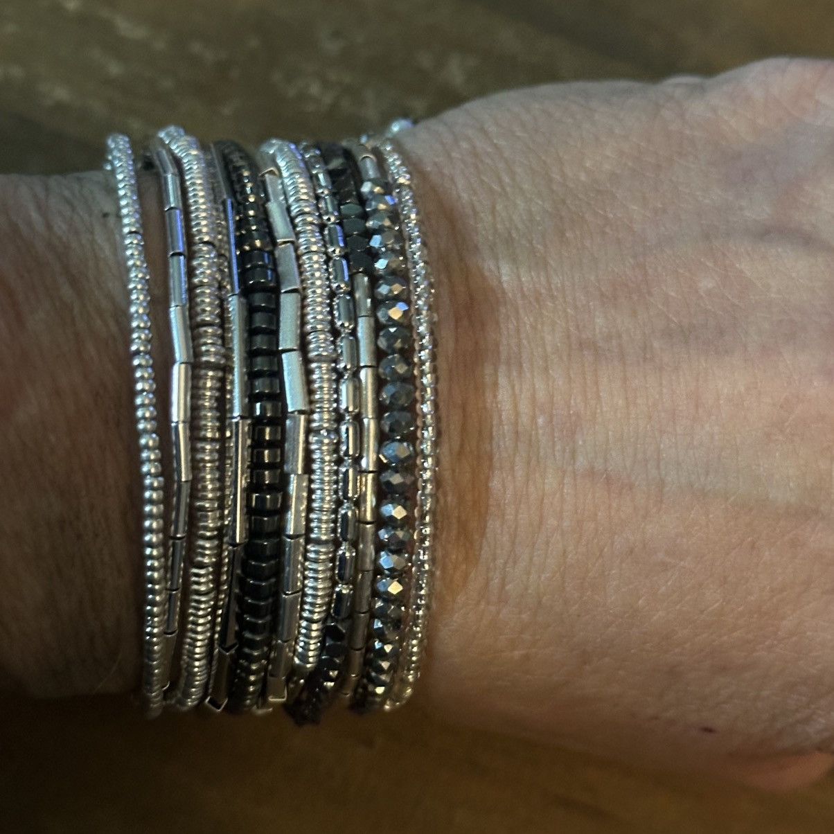 Other Stella & Dot Celine silver tone beaded coil wrap bracelet Size ONE SIZE - 2 Thumbnail