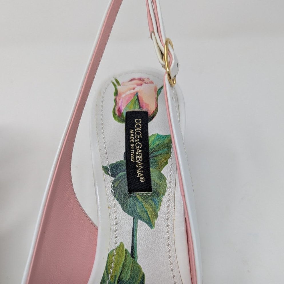 Dolce & Gabbana Dolce & Gabbana Jeweled Bellucci Floral Heels White Pink Size US 5 / IT 35 - 18 Thumbnail