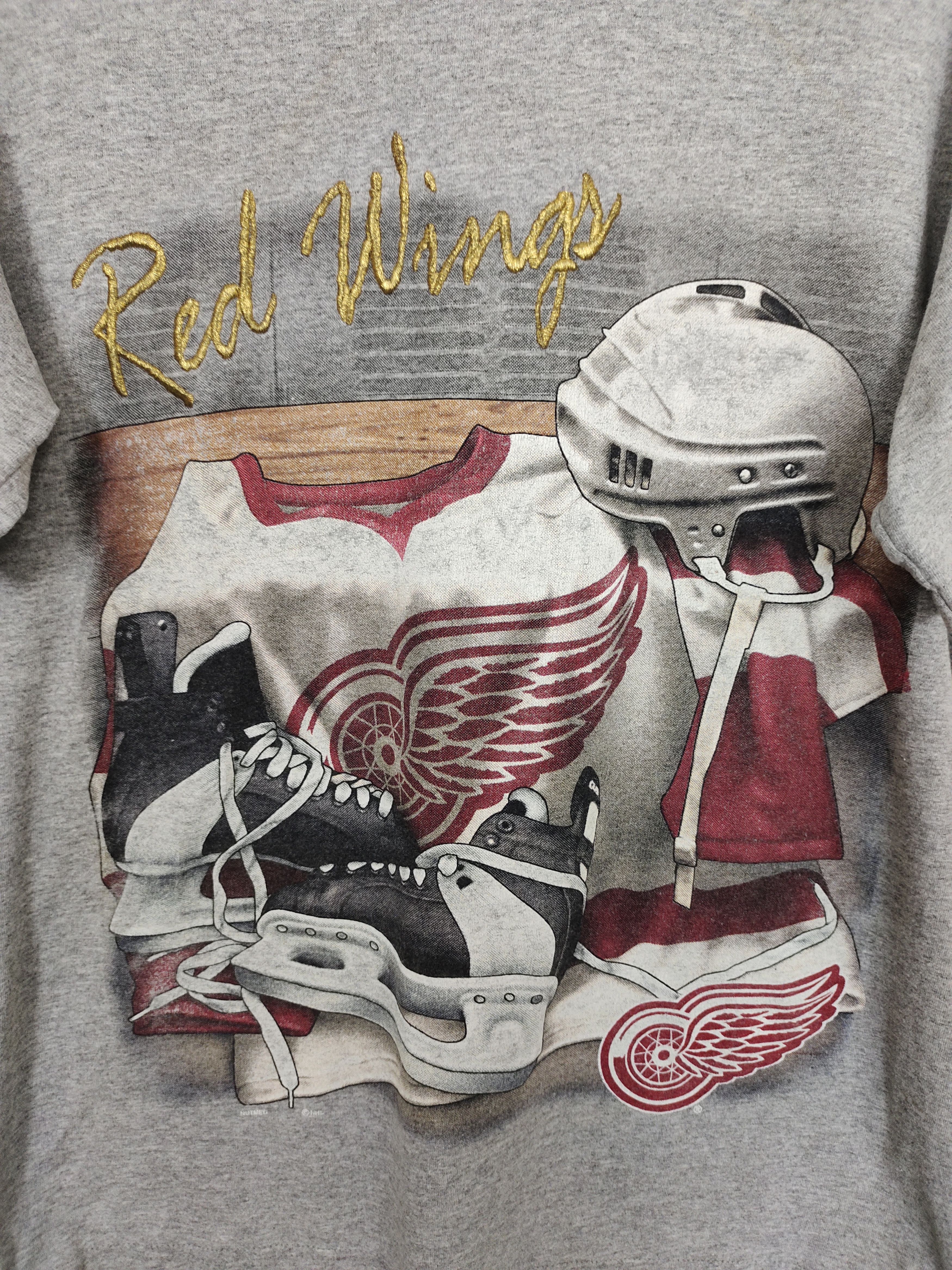 Red Wing Vintage 90s Detroit Red Wings Nhl Nutmeg Promo T Shirt Size US M / EU 48-50 / 2 - 4 Thumbnail