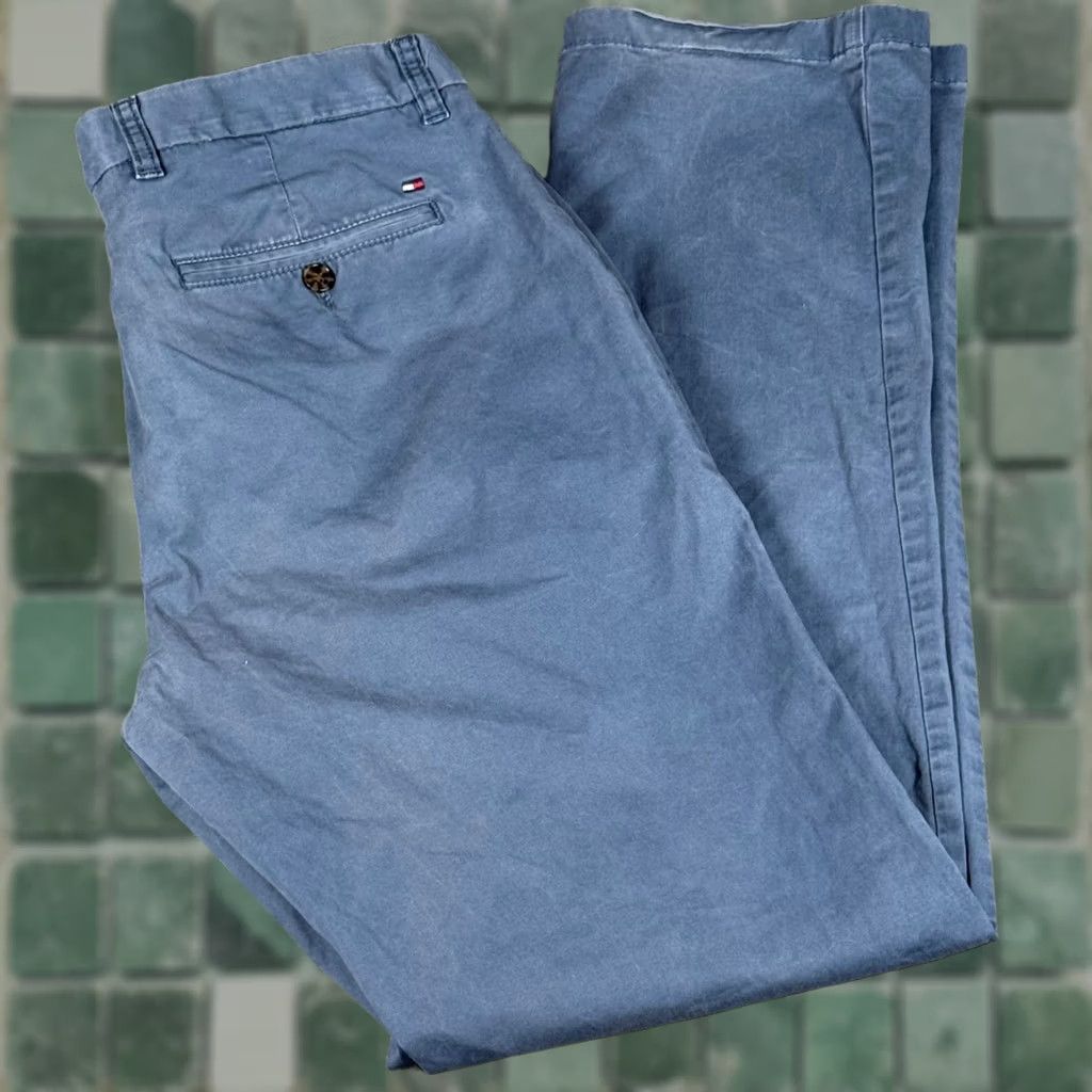 Tommy Hilfiger Tommy Hilfiger Custom Fit Chino Pants Men Blue 34x34 Waist 34 Inseam 34 Flat Front Pockets Logo Button Zip Workwear Casual Dress Pants Size US 34 / EU 50 - 1 Thumbnail
