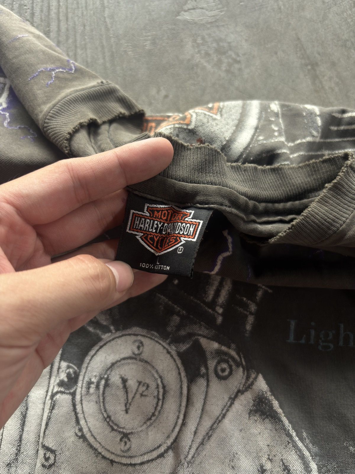 Harley Davidson Vintage 1990s Harley Davidson Thunder & Lightning Tshirt Size US L / EU 52-54 / 3 - 5 Thumbnail