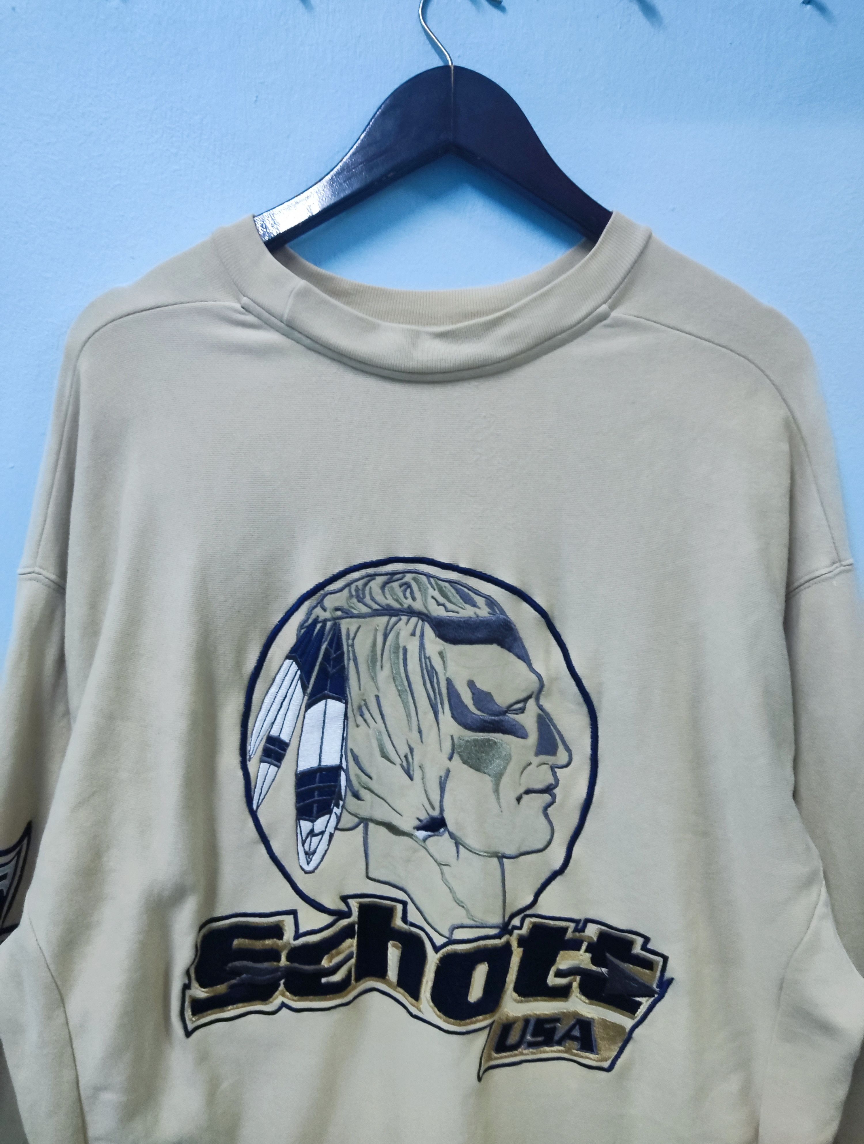 Schott Scott usa Native American Embroidered Sweatshirt Size US XXL / EU 58 / 5 - 4 Thumbnail