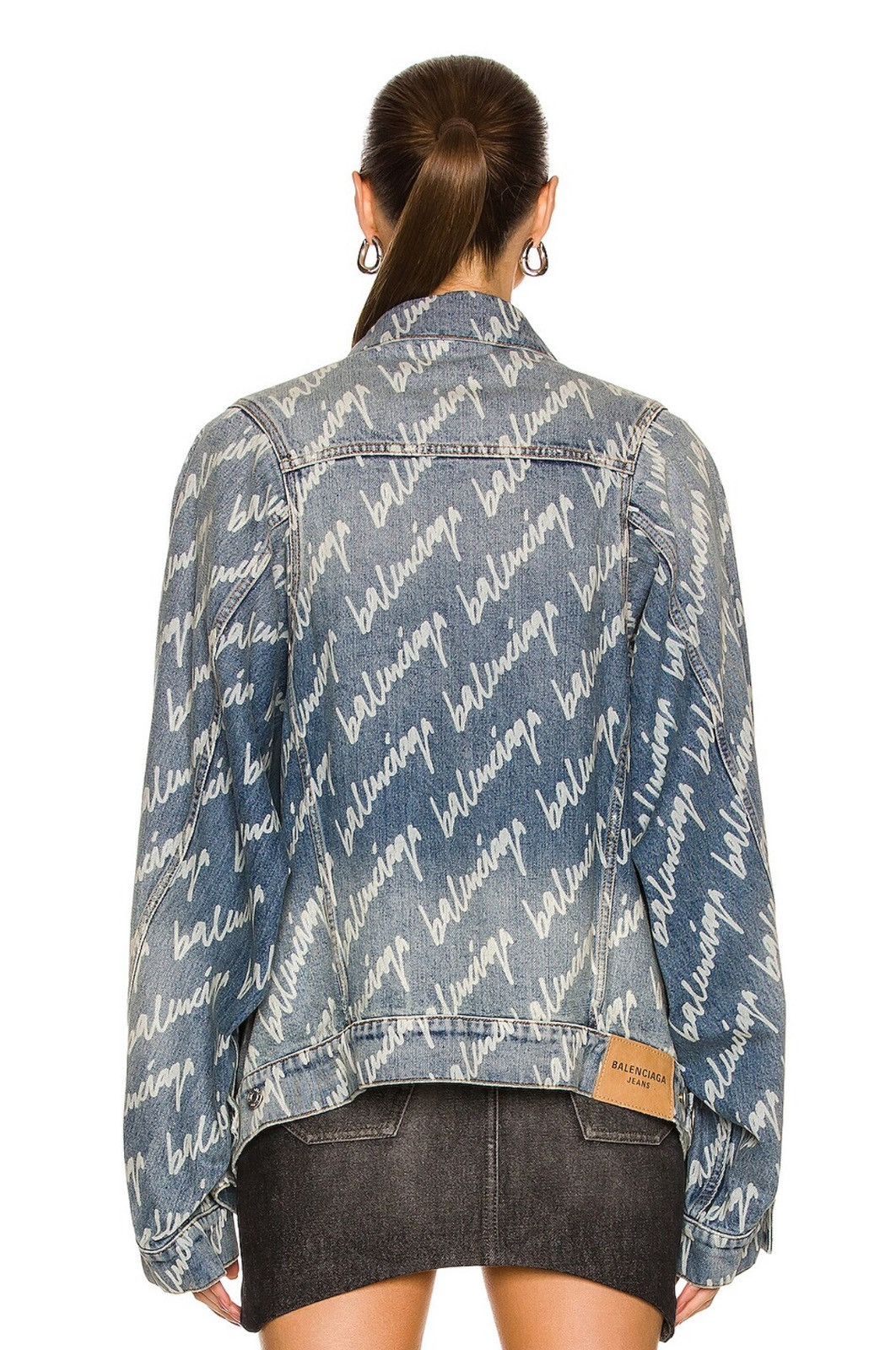 Balenciaga Balenciaga Bell-Sleeve Denim Jacket In Logo Print Size S / US 4 / IT 40 - 10 Thumbnail