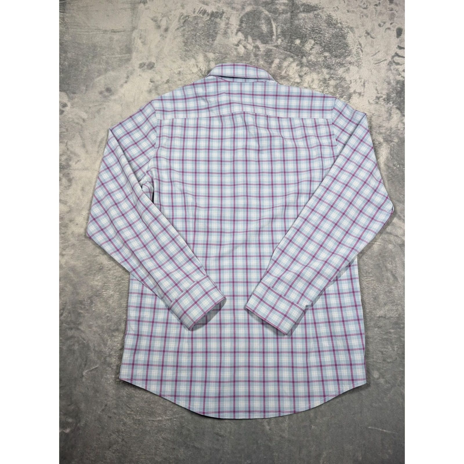 Mizzen+Main Mizzen+Main Shirt Mens Large Blue Purple Plaid Leeward Trim Fit Button Up Size US L / EU 52-54 / 3 - 6 Thumbnail