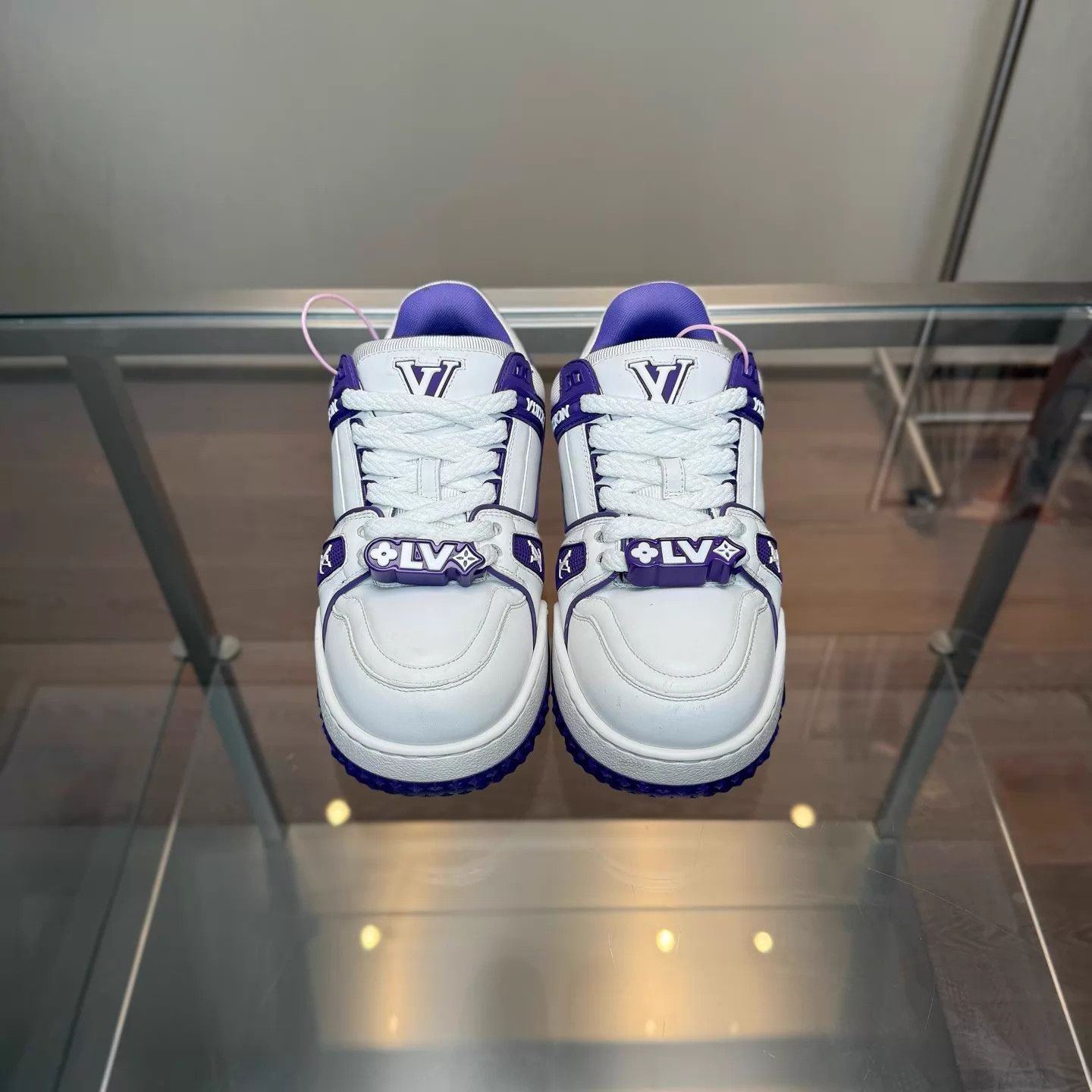 Louis Vuitton LV Trainer Maxi White Purple EUR37.5 98 DM0125 Size US 7 / IT 37 - 2 Thumbnail