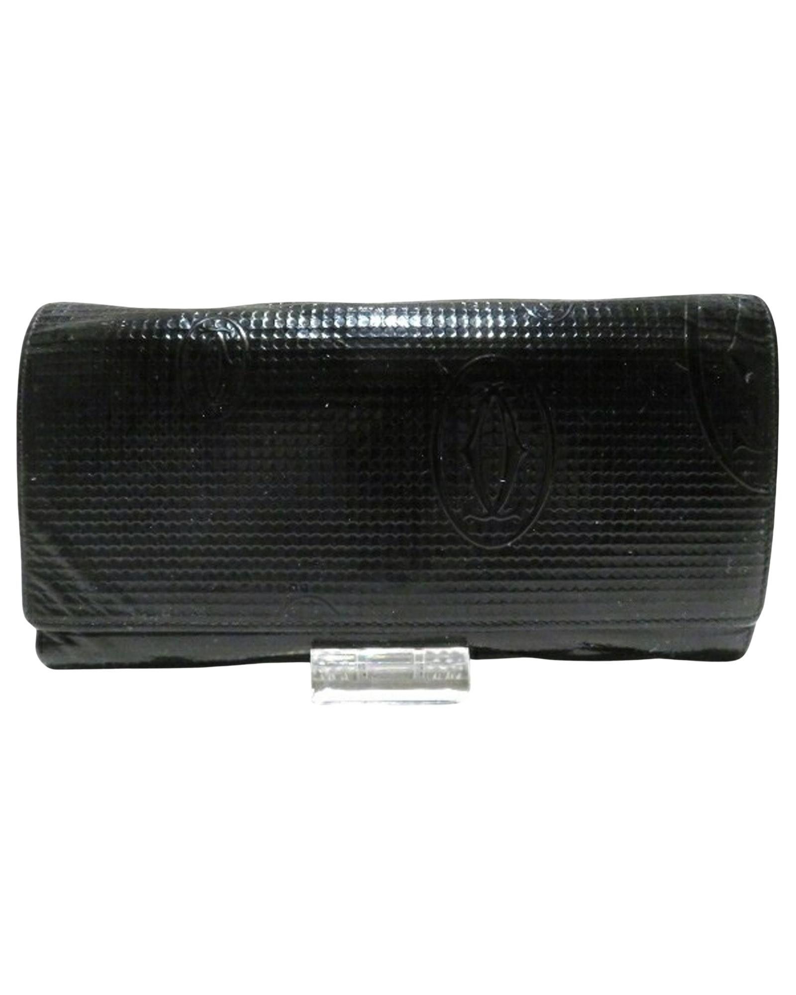 image of Cartier Classic Black Leather Long Wallet With Ample Storage, Women's