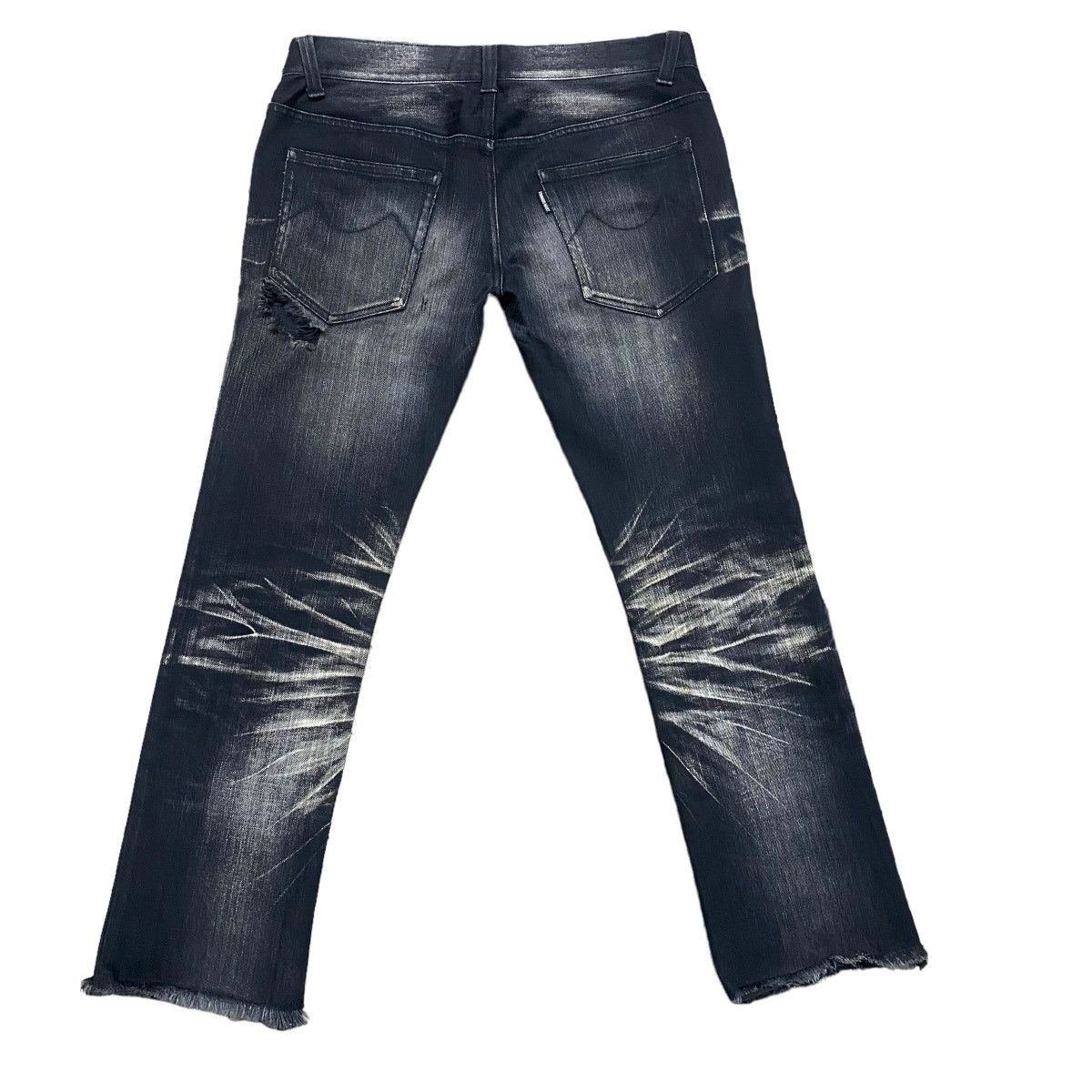 Tornado Mart Clawmark Black Denim Cropped Jeans Distressed