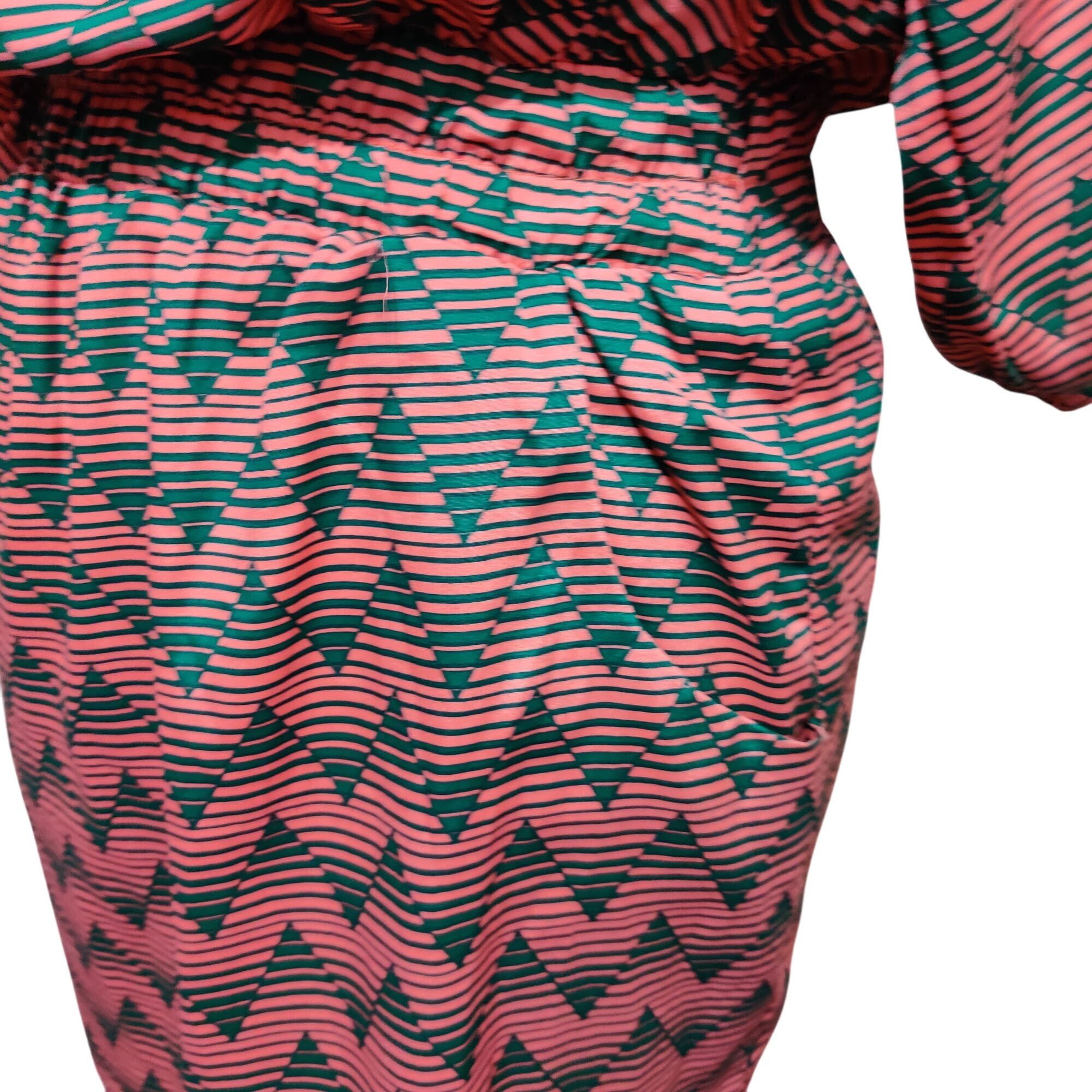 Other Emma Rose S Coral Green Chevron Tie Back Dress Boho Retro Bl Size S / US 4 / IT 40 - 4 Thumbnail